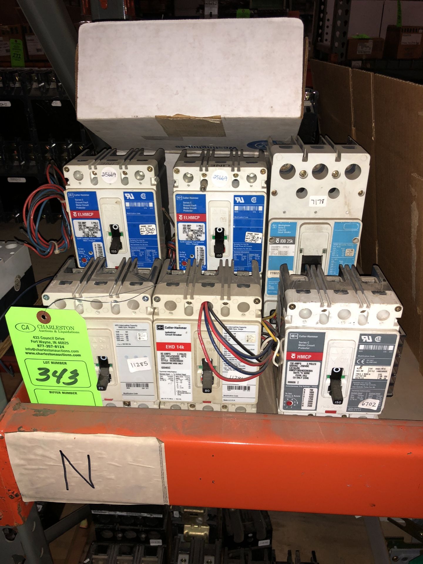 (6) ASSORTED CIRCUIT BREAKERS; 20-150A/3P/600V