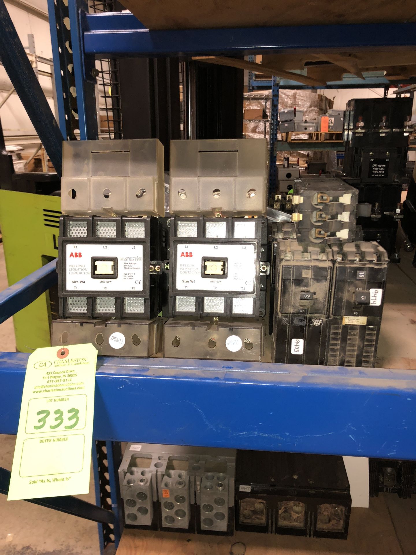 (2) ABB WELDING ISOLATION CONTACTOR SIZE-W4 600V/300A CONTINUOUS