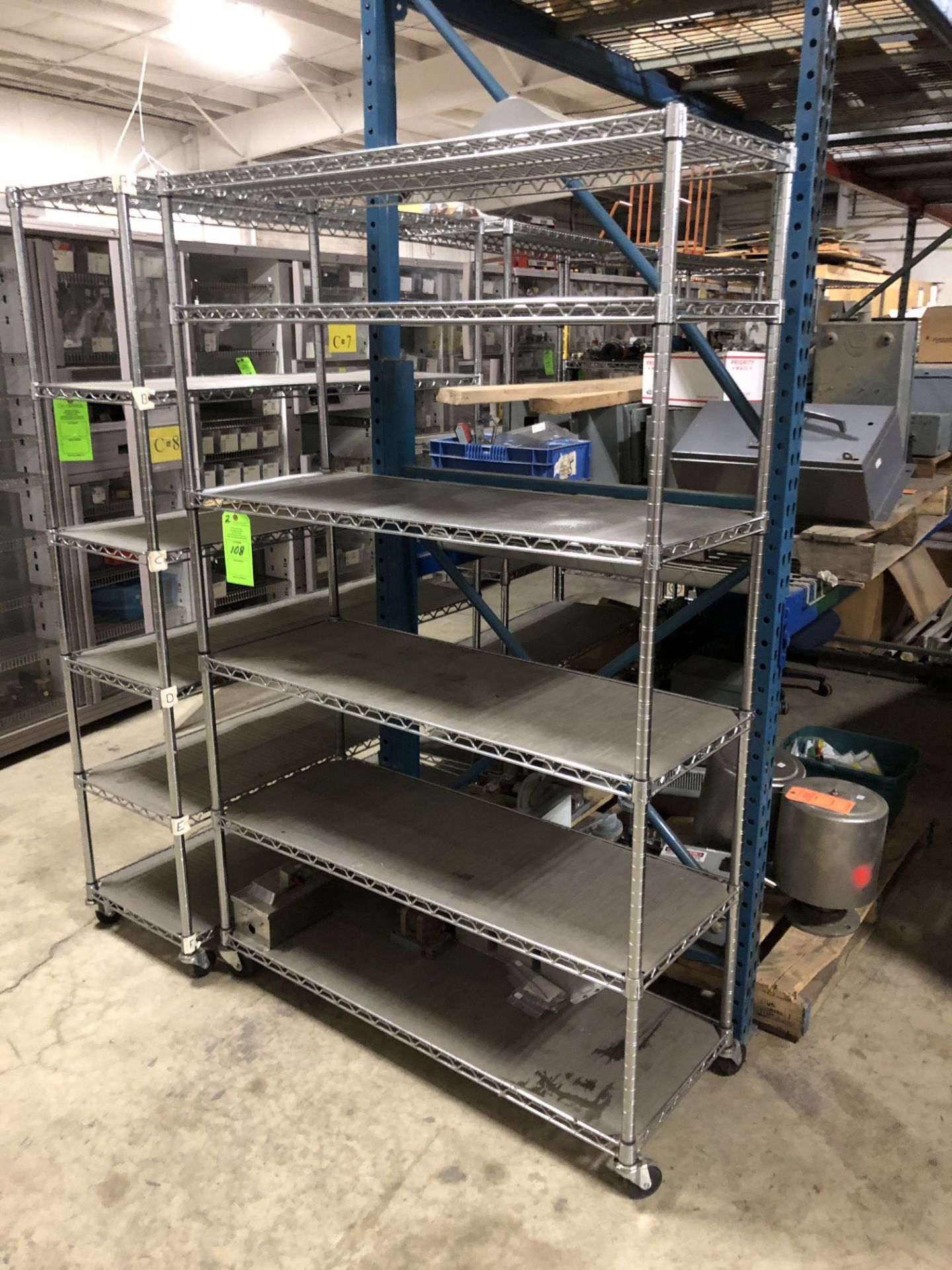 (2) PORTABLE WIRE SHELVING UNITS 5-6 SHELVES