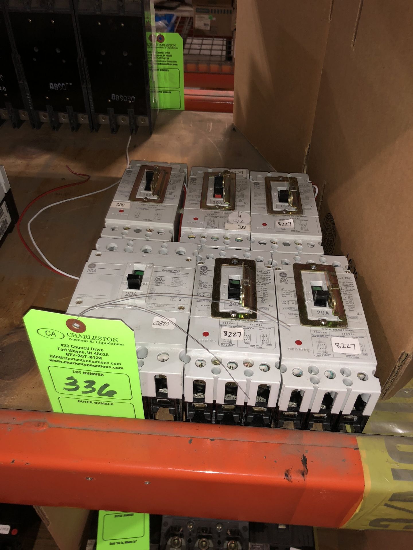 (6) ASSORTED CIRCUIT BREAKERS; GE 15-20A/3P/600V