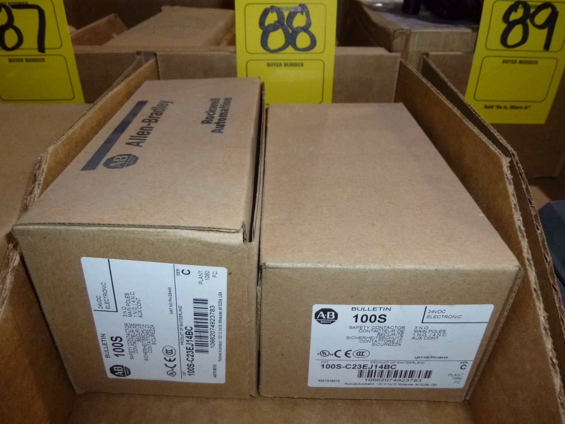 Qty 2 Allen Bradley Safety Contactor Model number 100S-C23EJ14BC, new in boxes, as always with