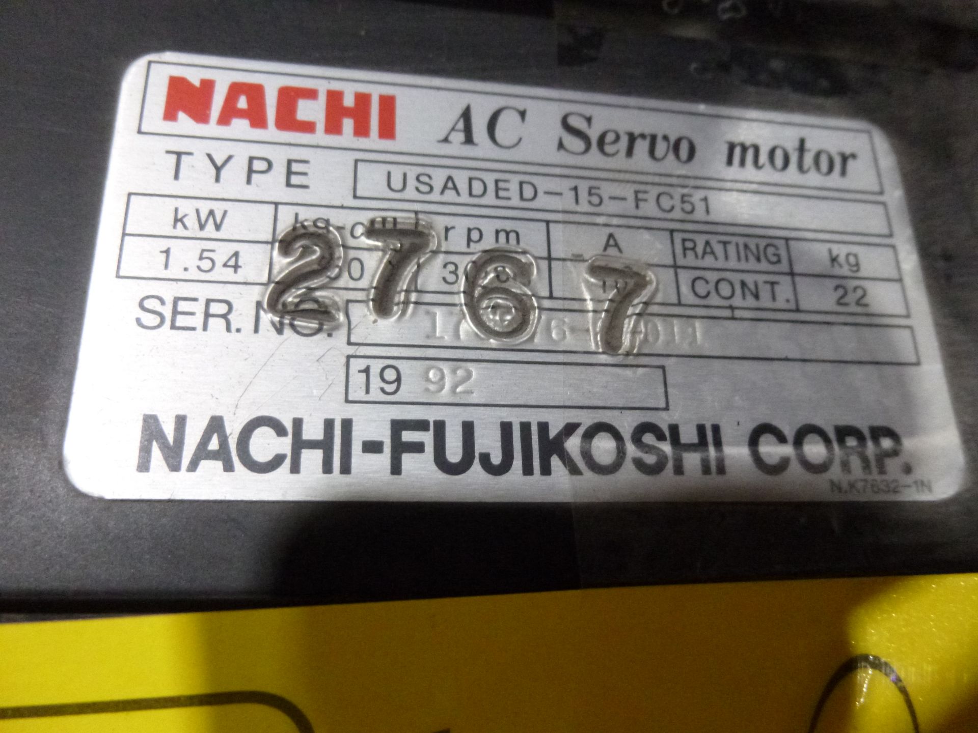 Nachi AC Servo motor type USADED-15-FC51 with encoder type UTMAH-B12BBFA, new but shows shelf - Image 2 of 3