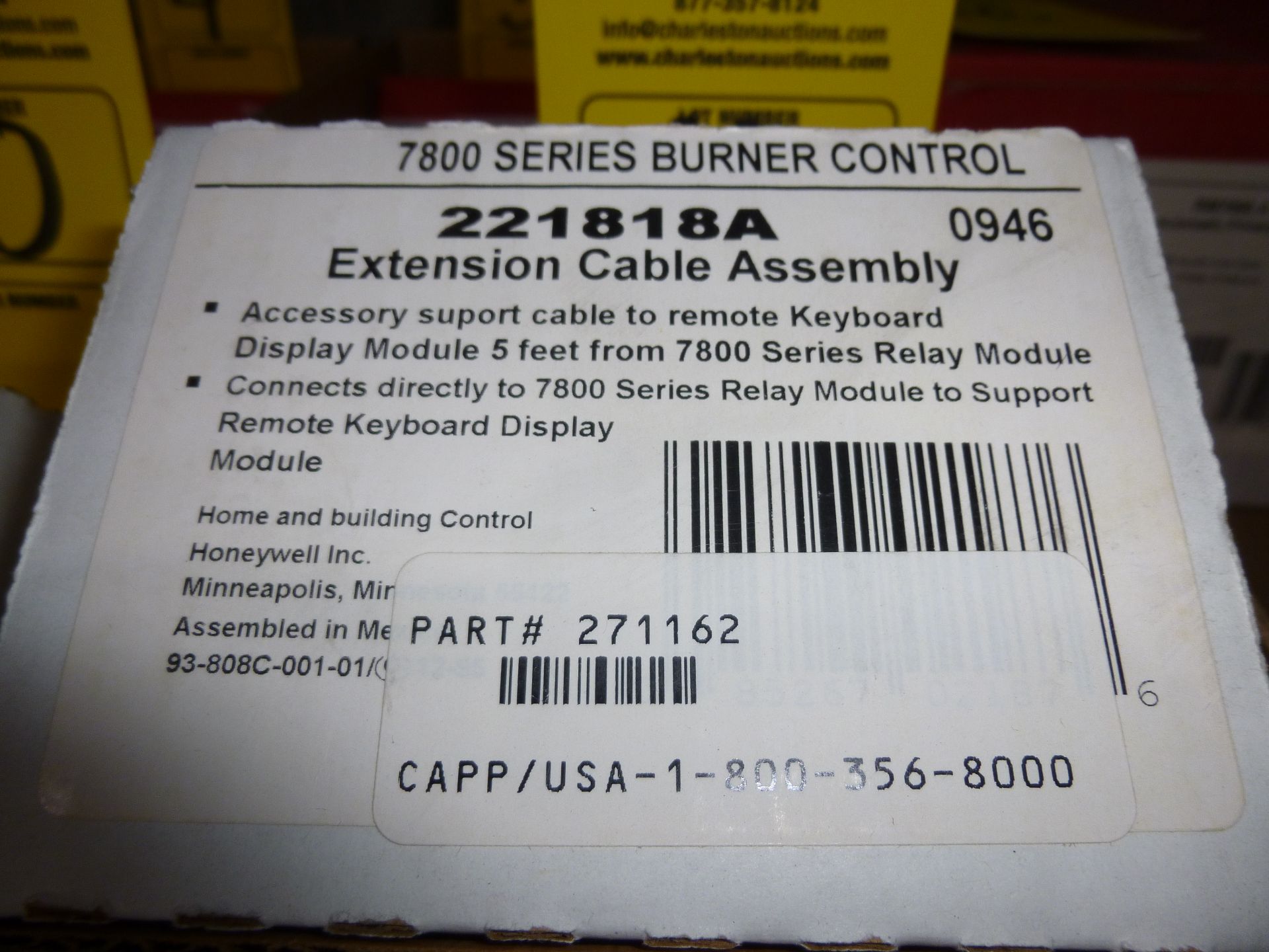 Qty 2 Honeywell 7800 series burner control part number 221818A, extension cable assembly new, as - Image 2 of 2