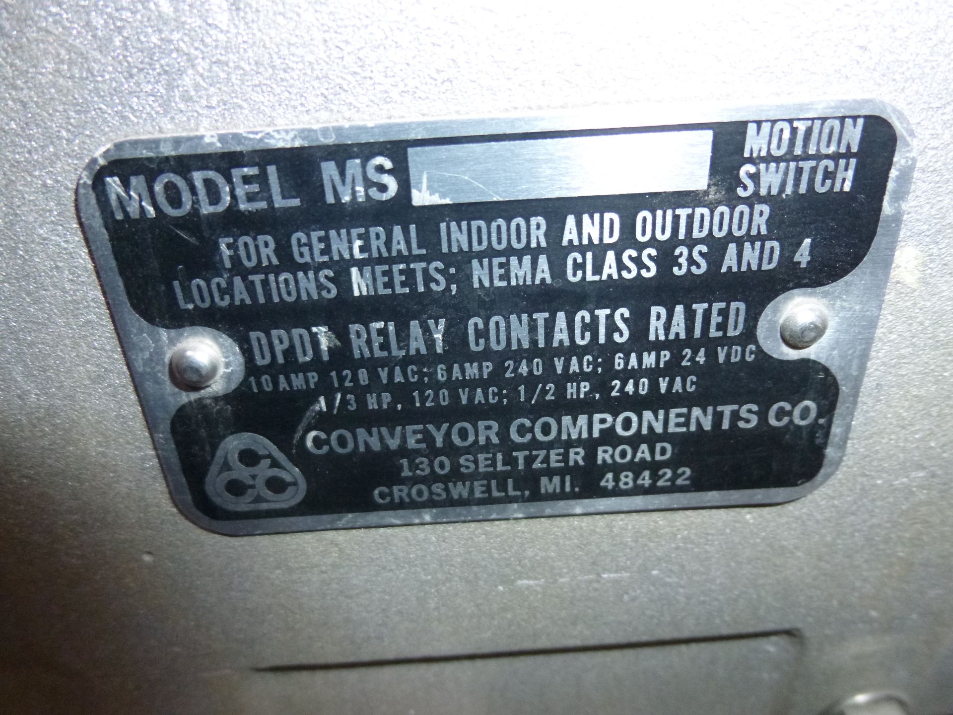 Qty 2 Conveyor Components Model MS motion switches, new, show minor shelf wear, as always with - Image 2 of 2