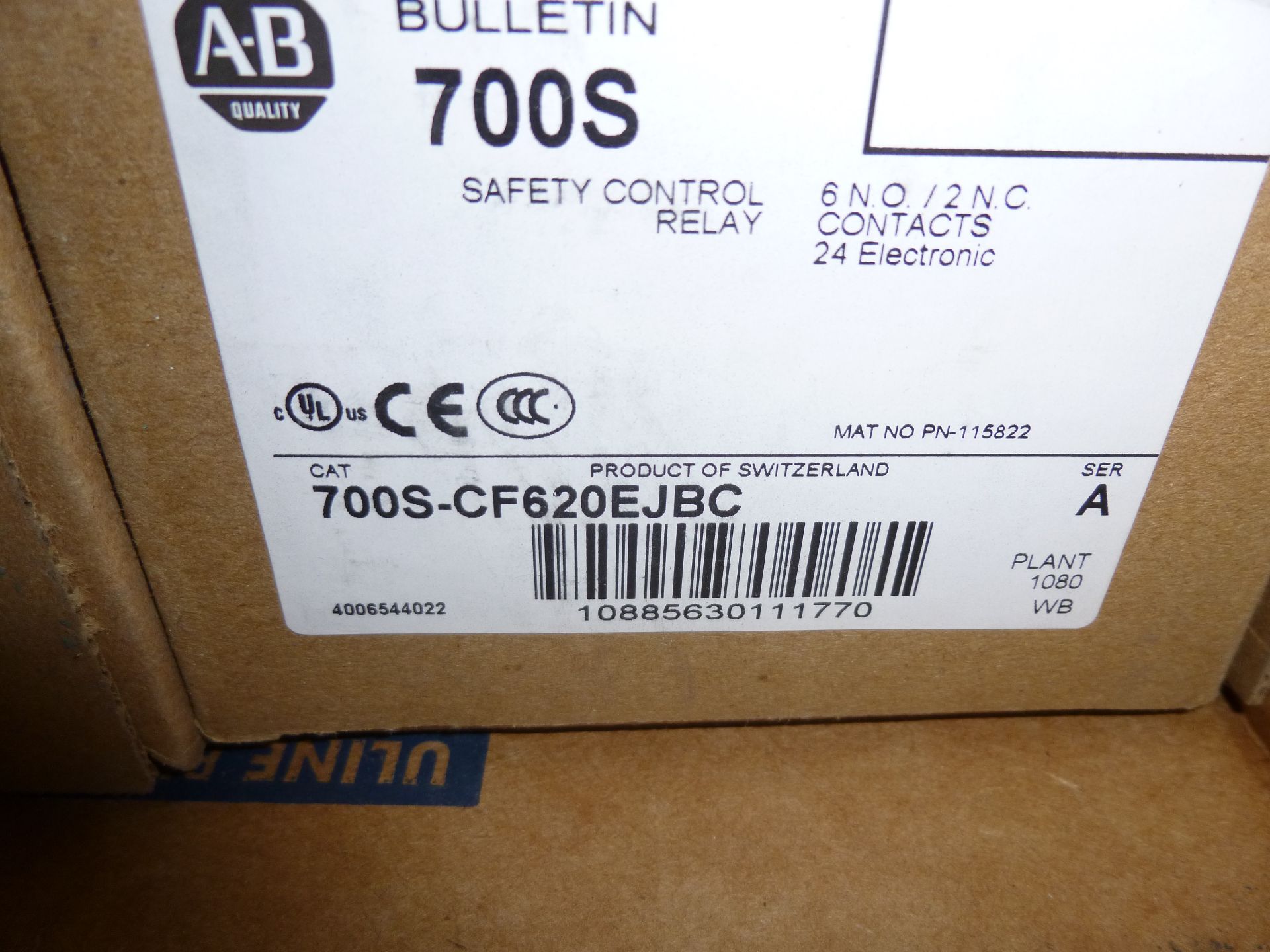 Qty 2 Allen Bradley Safety Control Relay 700S-CF620EJBC, new in boxes, as always with Brolyn LLC - Image 2 of 2