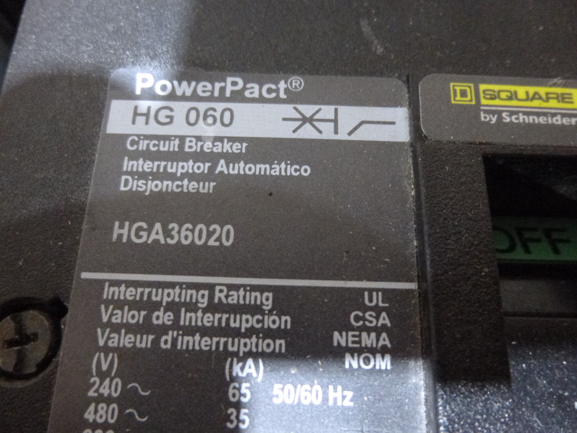 Qty 3 Square D PowerPact model HGA36020, appear to be new, may have been mounted, as always with - Image 2 of 2