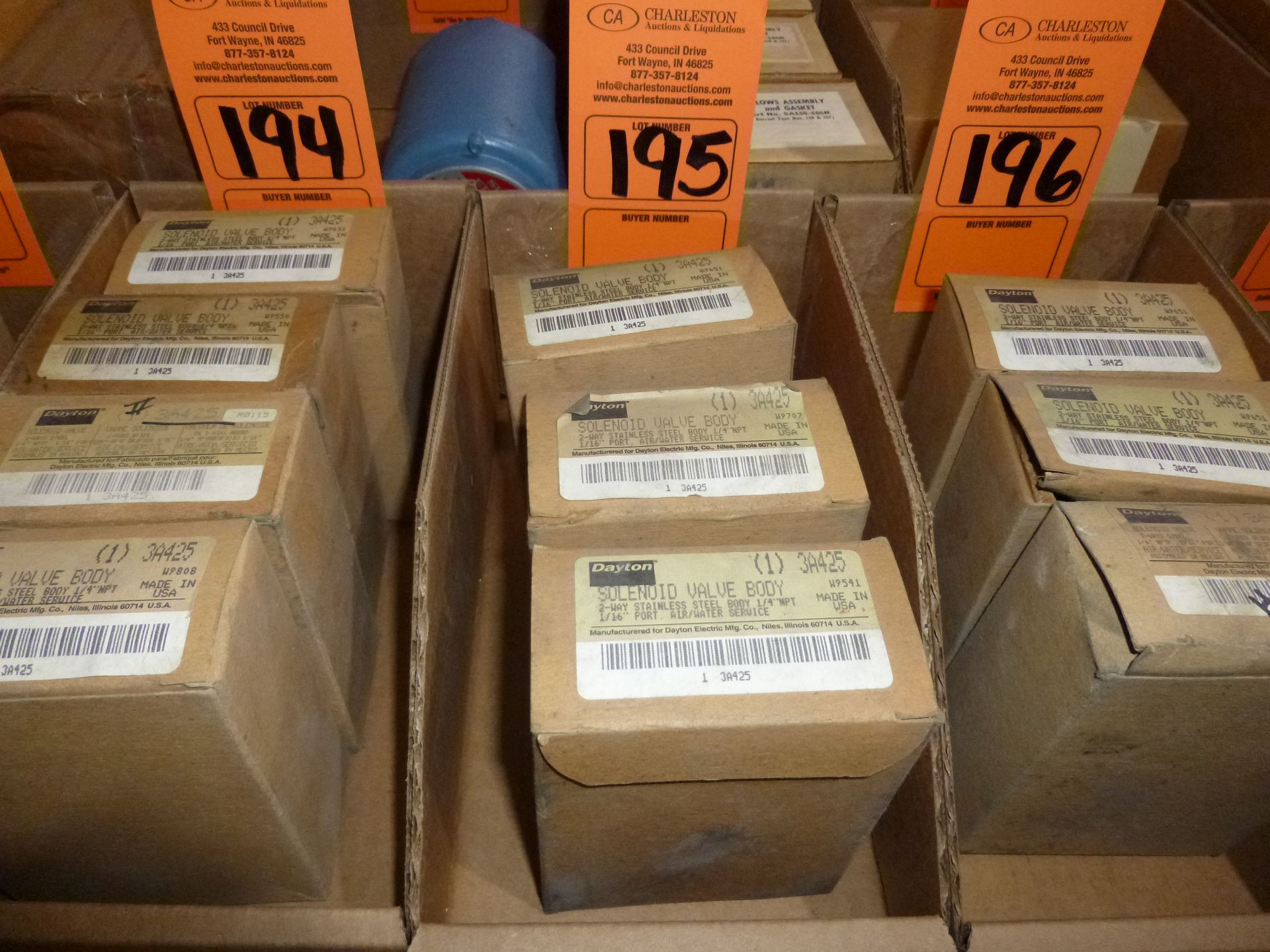 Qty 3 Dayton Solenoid valve body model 3A425, new in boxes, as always with Brolyn LLC auctions,