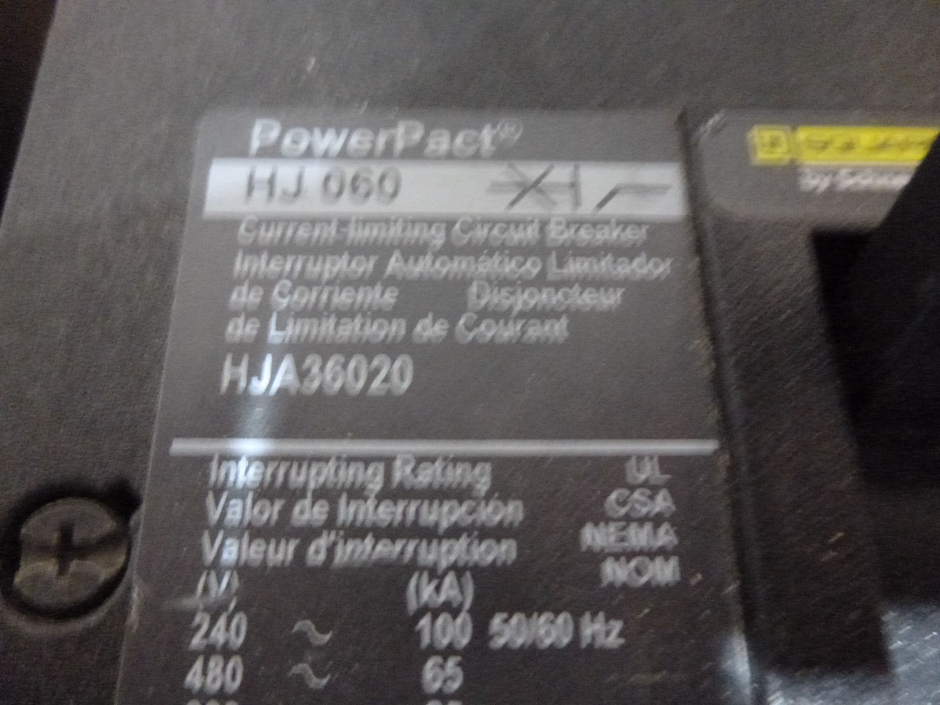 Qty 2 Square D PowerPact model HJA36020, and HJA36080, appear to be new, may have been mounted, as - Image 2 of 3