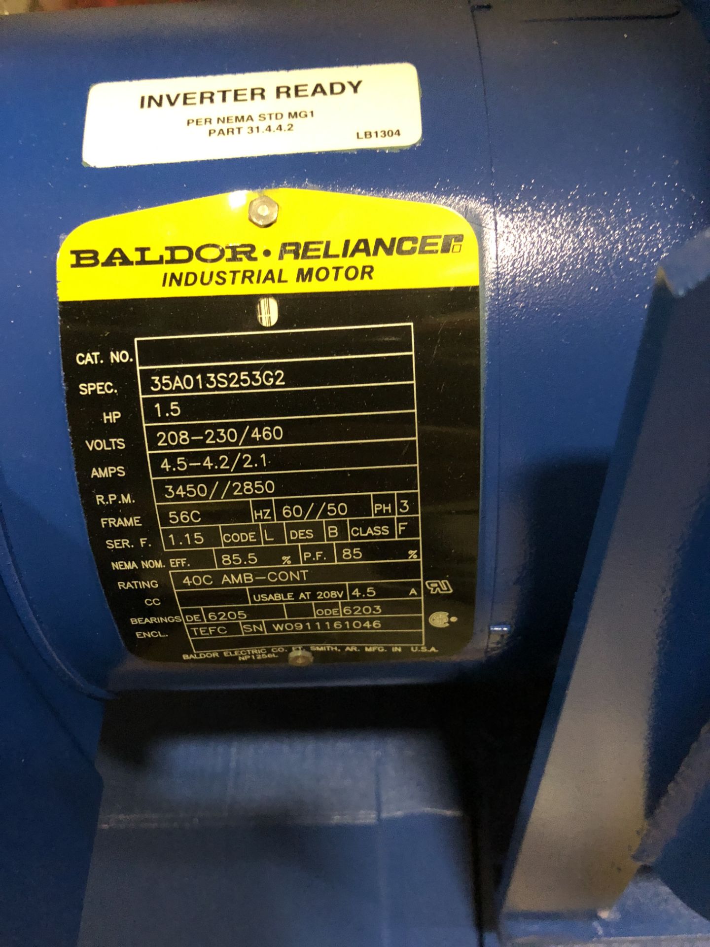 BALDOR MODEL-B449783 200HP/1150RPM DPFV L3213 - Image 3 of 4