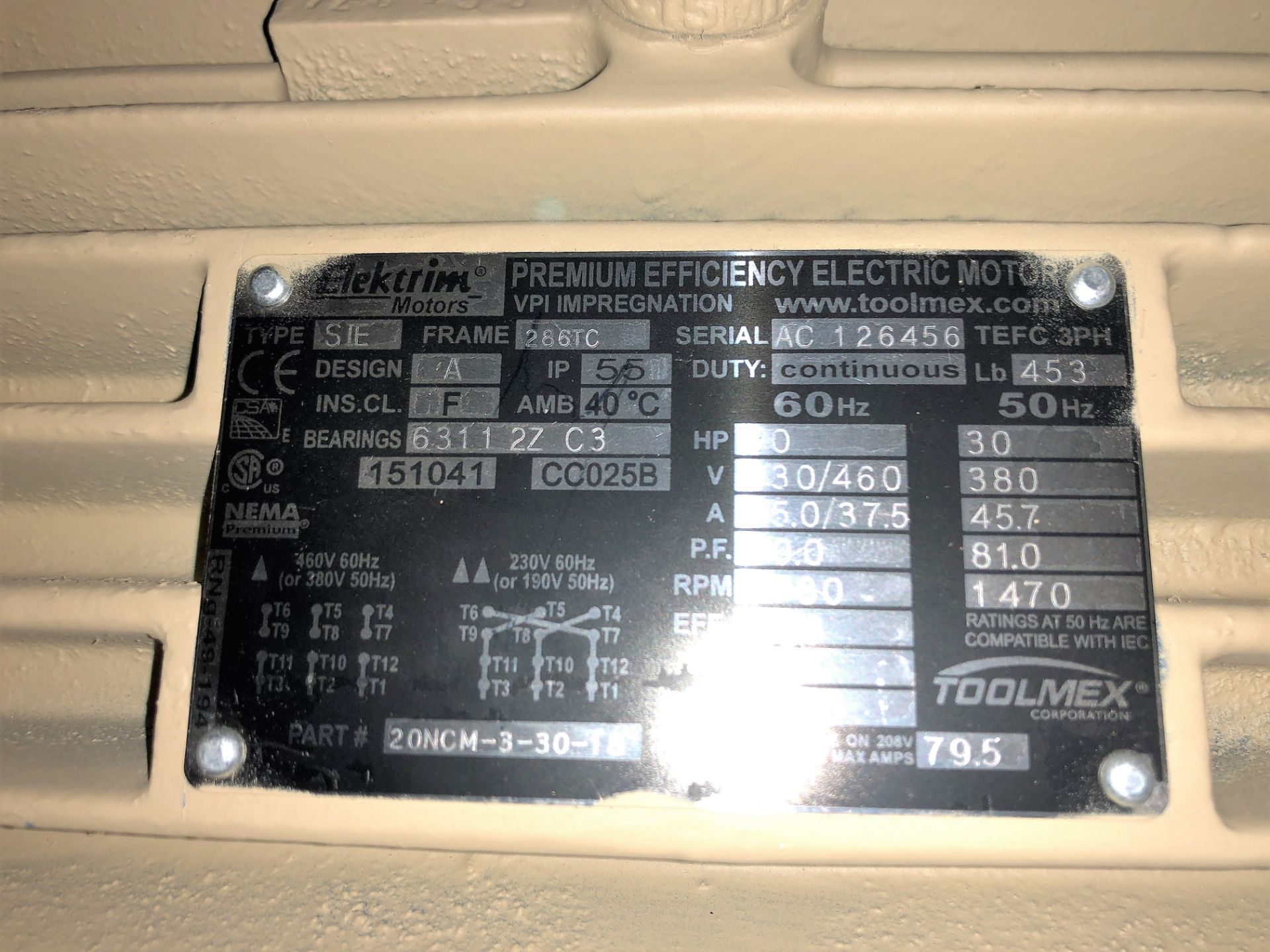 RITTER TECHNOLOGIES MODEL-833960 30 HP/20 GPM PUMP 60 GALLON TANK W/ELEKTRIM - Image 4 of 4