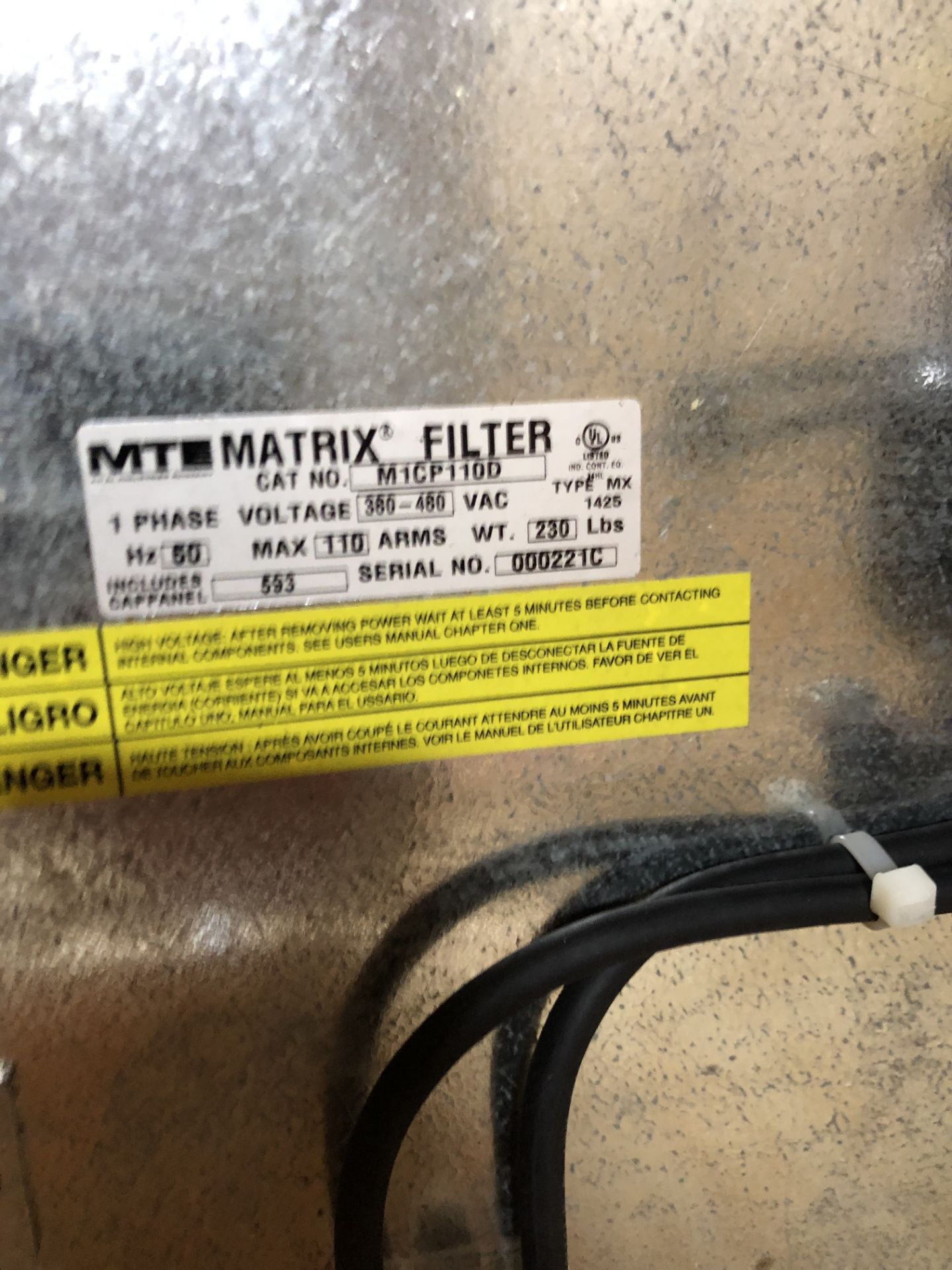 MATRIX FILTER 1/PH/ 480V/040HP/110A OPEN - Image 3 of 3