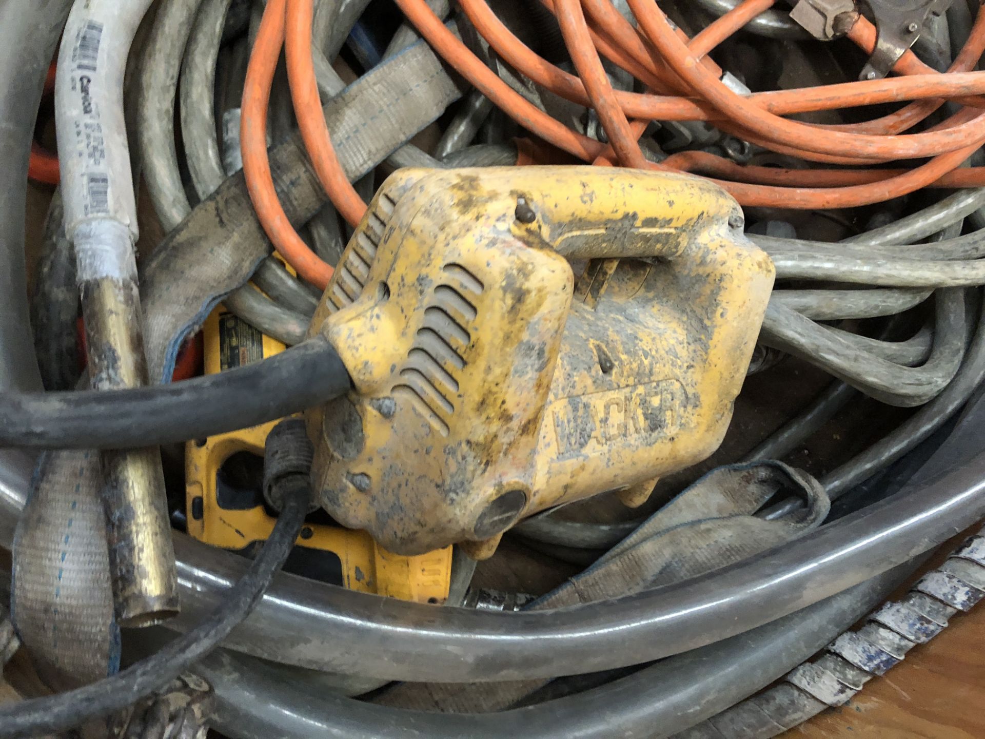 LOT OF MISC. INCLUDING LARGE QTY OF HEAVY DUTY CHAIN; CABLE; CLOVIS; DEWALT MODEL-PC530; (2) WACKER - Image 2 of 3