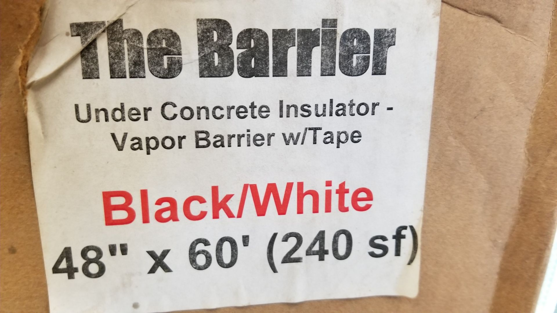 (3) BOXES THE BARRIER UNDER CONCRETE INSULATION VAPOR BARIRRIER W/ TAPE BLACK/WHITE 48" X 60' (240 - Image 2 of 2