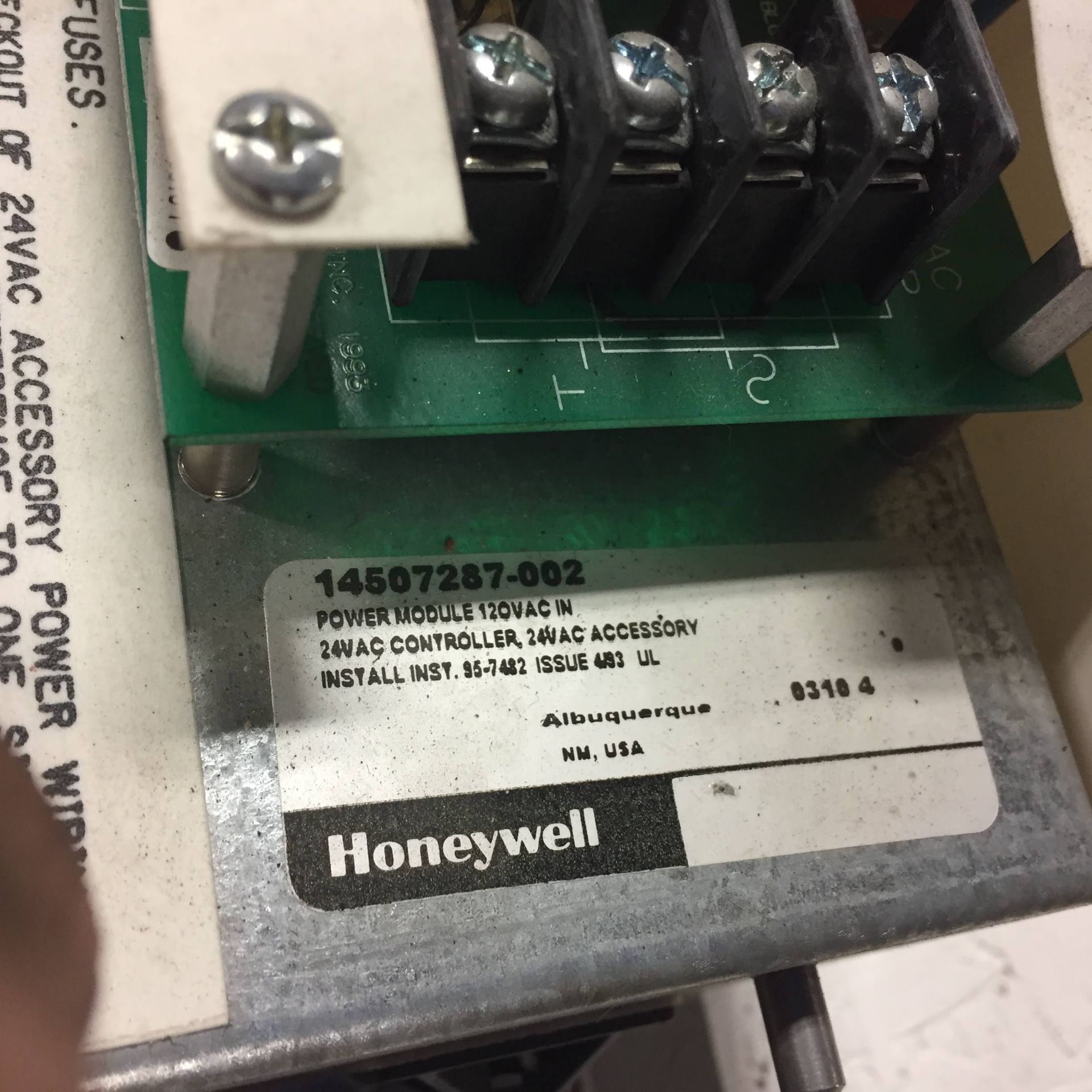 (1) *USED* Honeywell 14507287-002 Power Module 120VAC *USED* - Image 3 of 3