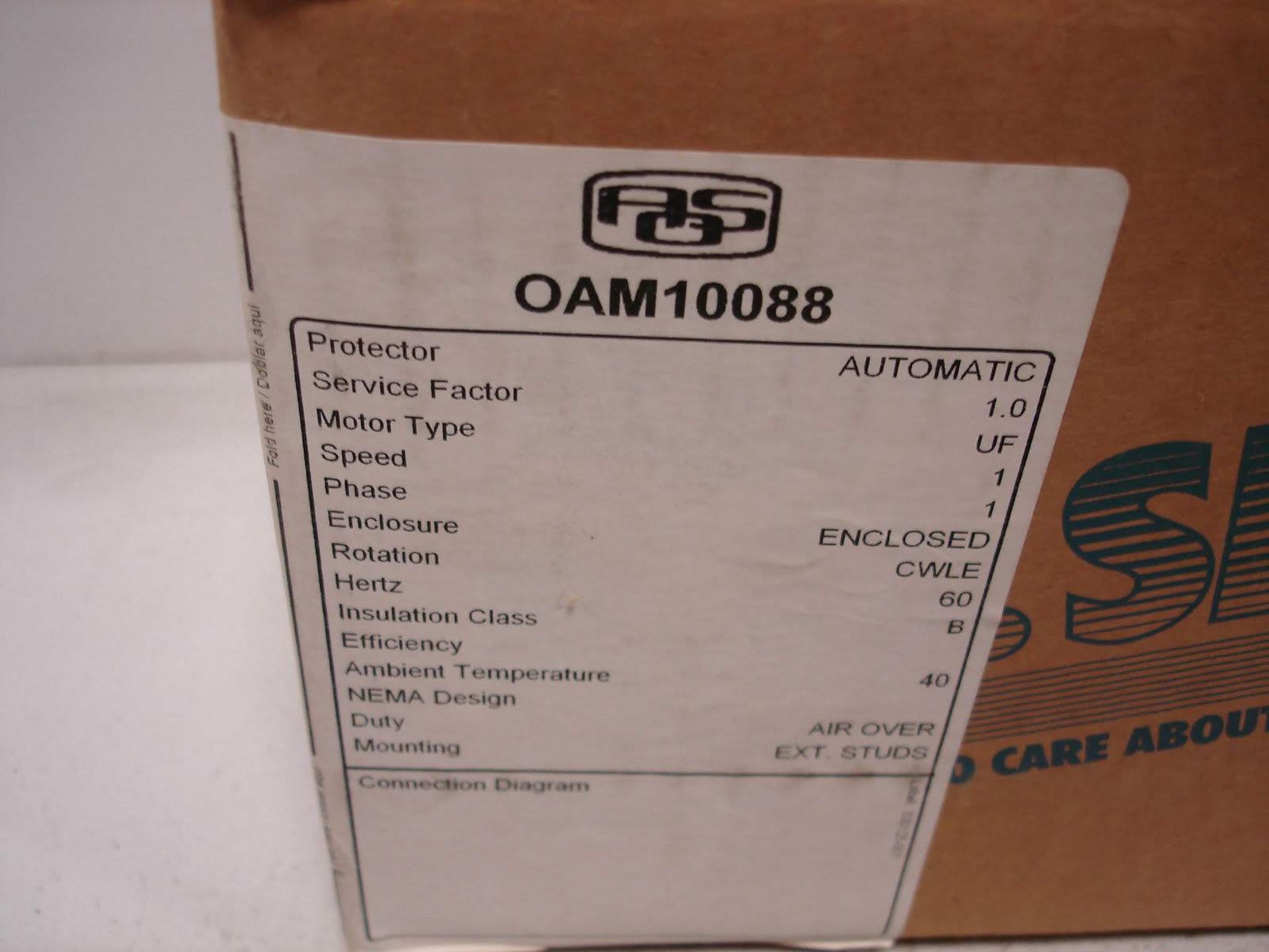 (1) *NEW* AO SMITH OAM10088 CONDENSER FAN MOTOR HP1/2 VOLTS208/230 RPM825 *NEW*; (1) *NEW* CENTURY - Image 4 of 9