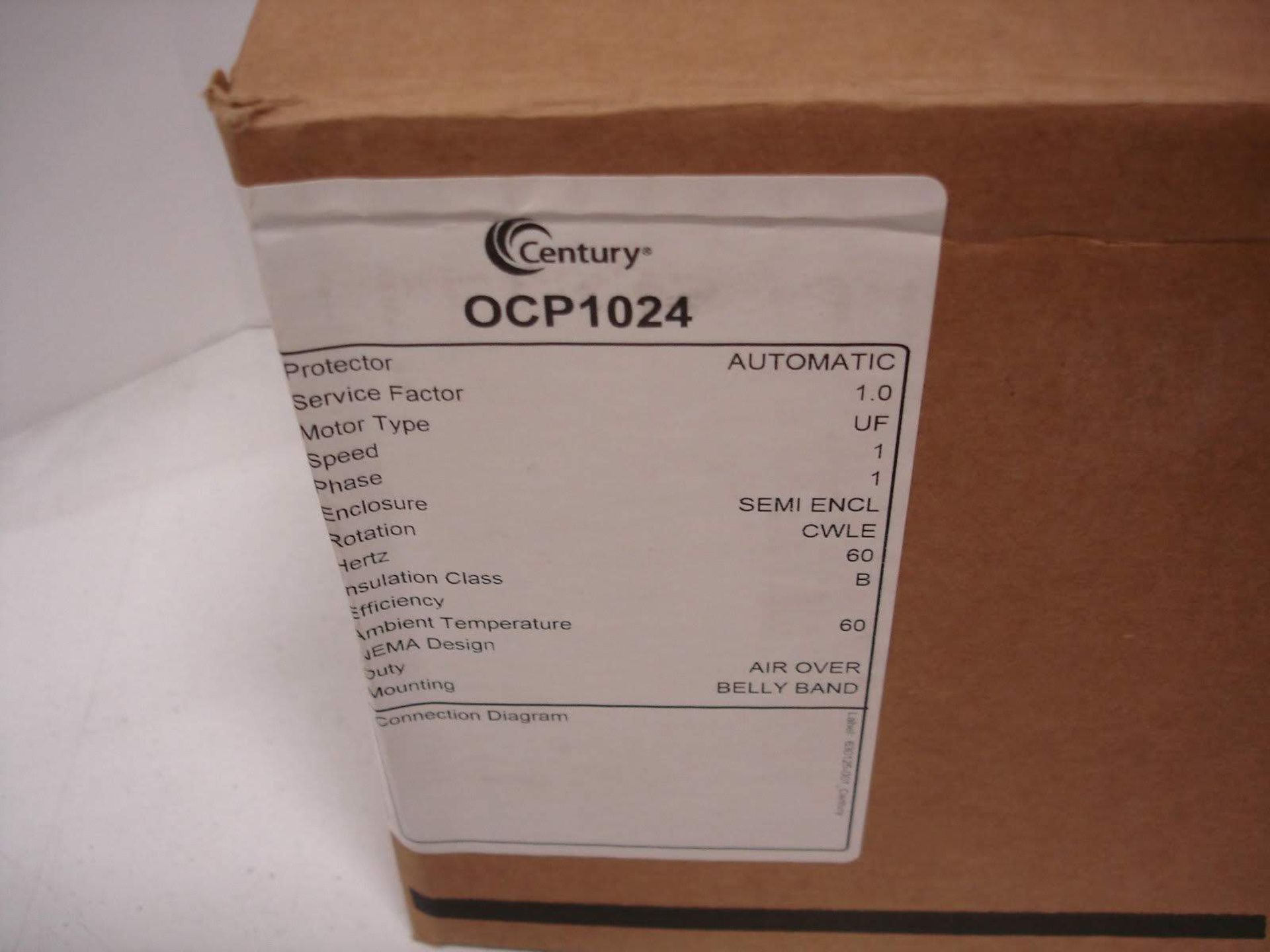 (1) *NEW* CENTURY OCP1024 MOTOR HP/1/4 VOLTS208-230 AMPS2.4 RPM1625 48Y *NEW*; (1) *NIB* AO SMITH - Image 3 of 9