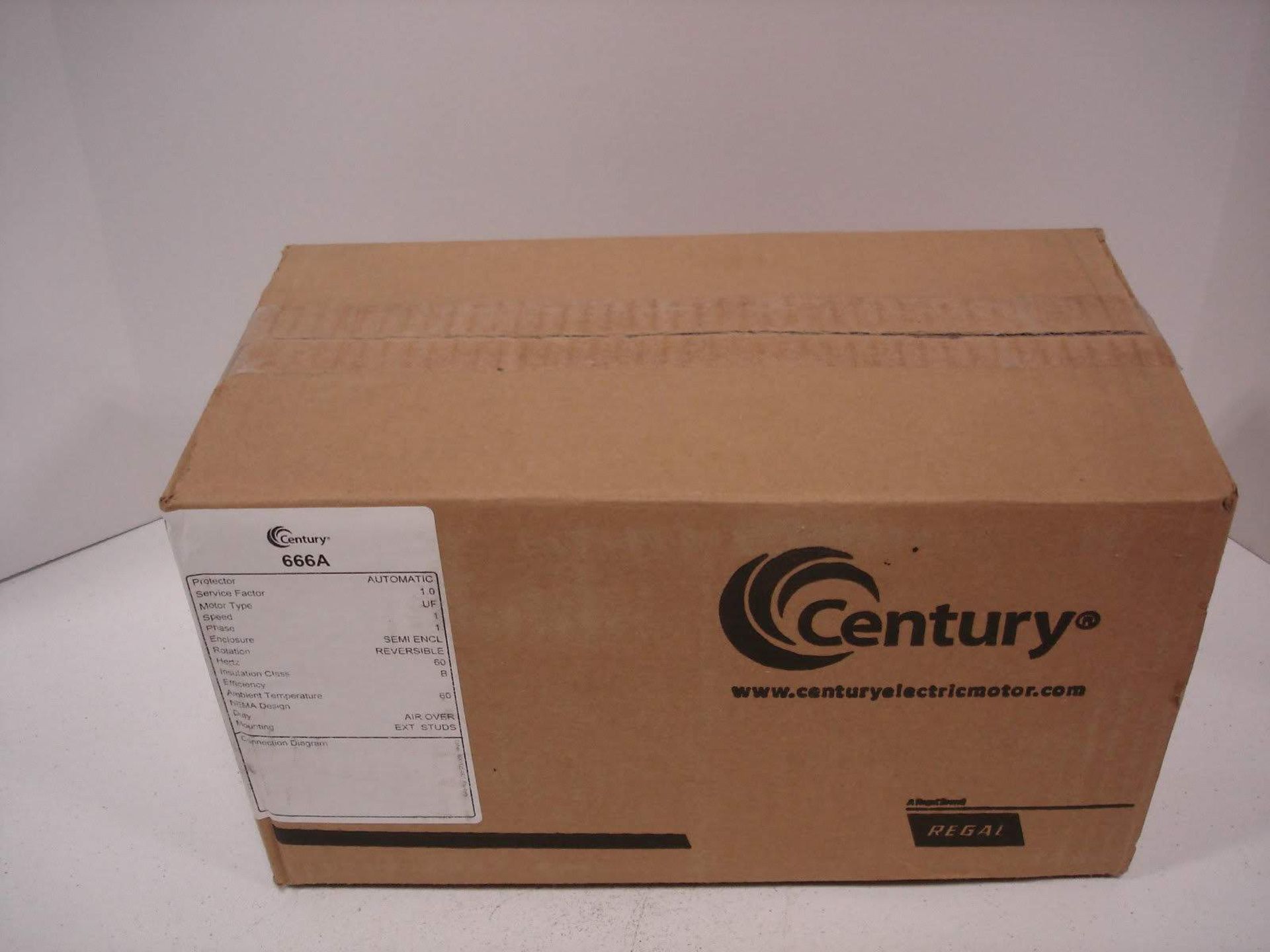 (1) *NIB* CENTURY 666A MOTOR HP1/2 VOLTS208-230 AMPS3.9 RPM1625 F48Y *NIB*; (1) *NIB* A.O. SMITH - Image 4 of 6