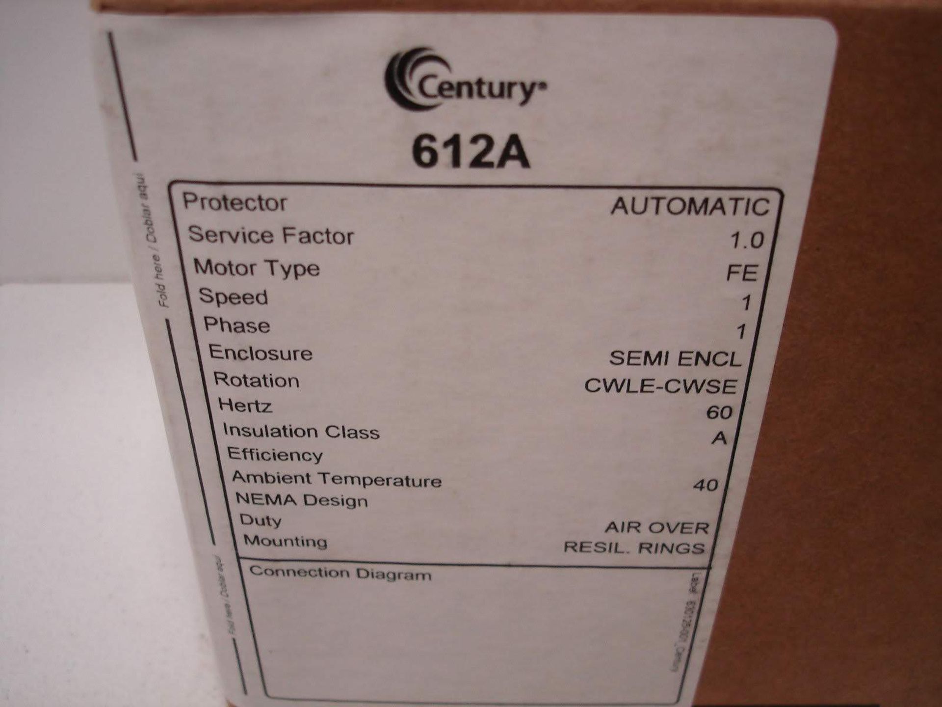 (1) *NIB* CENTURY 612A DIRECT DRIVE MOTOR HP1/15 VOLTS115/208-230 RPM1550 *NIB*; (1) *NIB* AO - Image 3 of 10