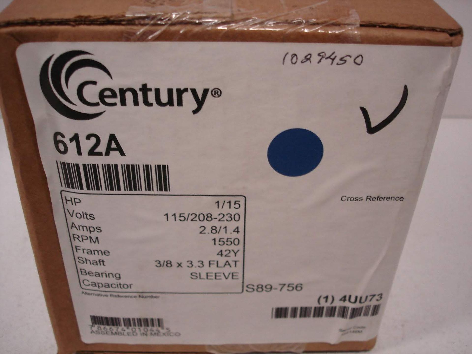 (1) *NIB* CENTURY 612A DIRECT DRIVE MOTOR HP1/15 VOLTS115/208-230 RPM1550 *NIB*; (1) *NIB* AO - Image 2 of 10