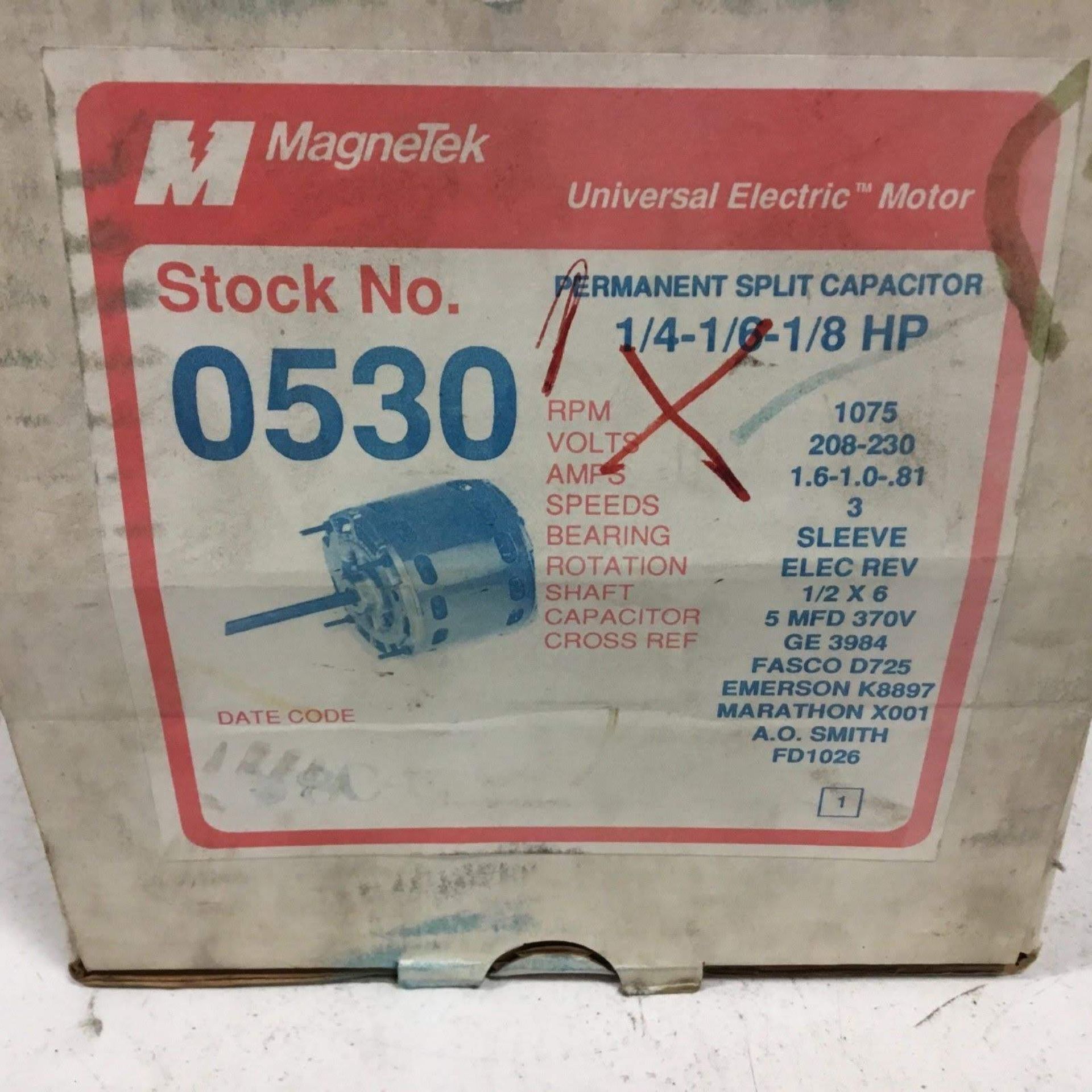 (3) *NIB* Magnetek 0530 Motor 1/4-1/6-1/8HP 208-230V 1075RPM 1.6-1.0-.81Amp *NIB* - Image 2 of 2