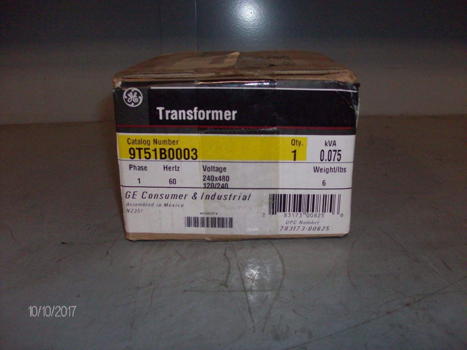 (1) *NIB* GE Transformer 9T51B0003 1PH 60Hertz 240x480 120/240V *NIB* - Image 2 of 4