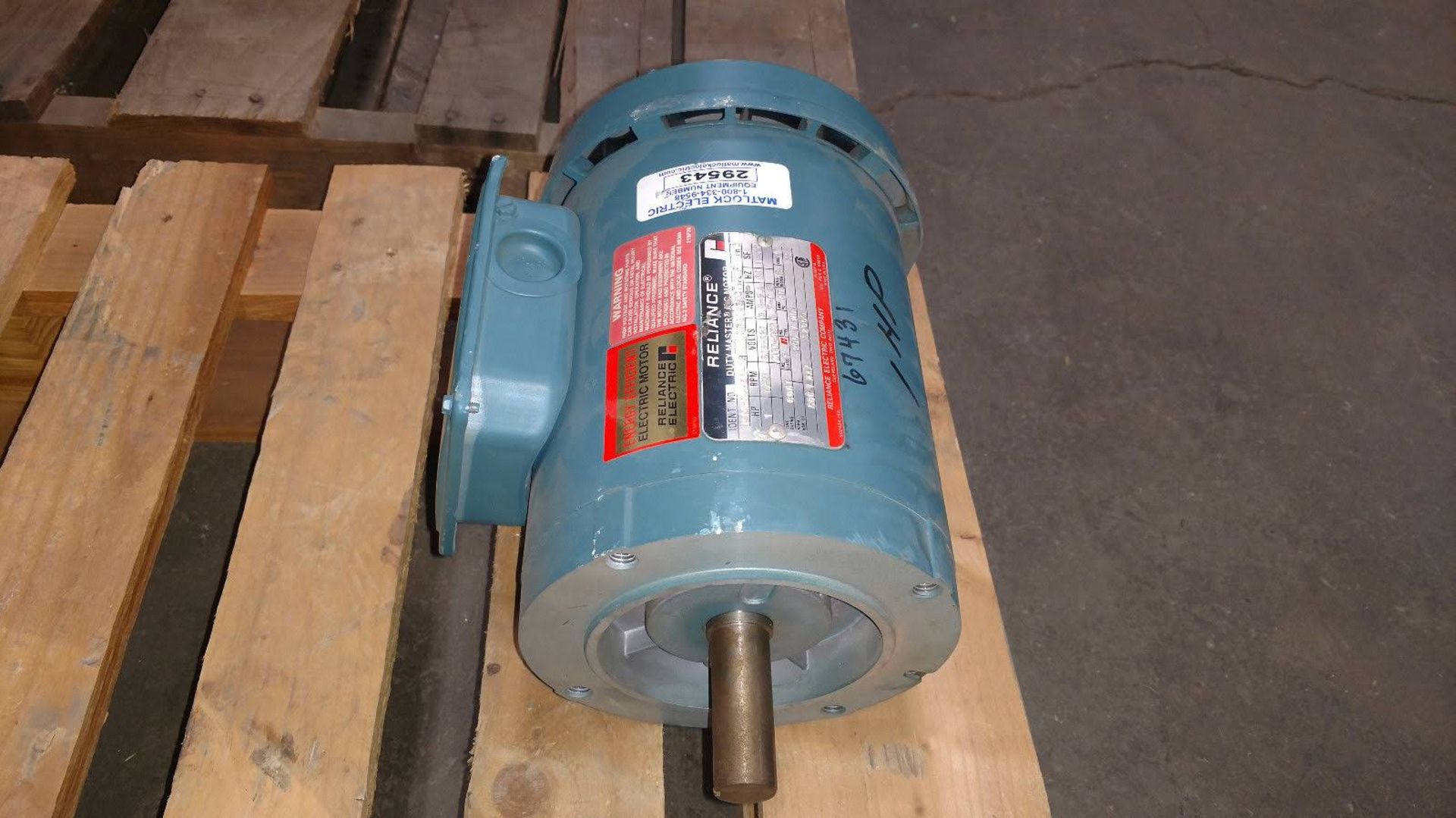 (1) *USED* Reliance P14H1448R-YS Duty Master AC Motor 1HP 1725RPM 3PH *USED* - Image 3 of 3