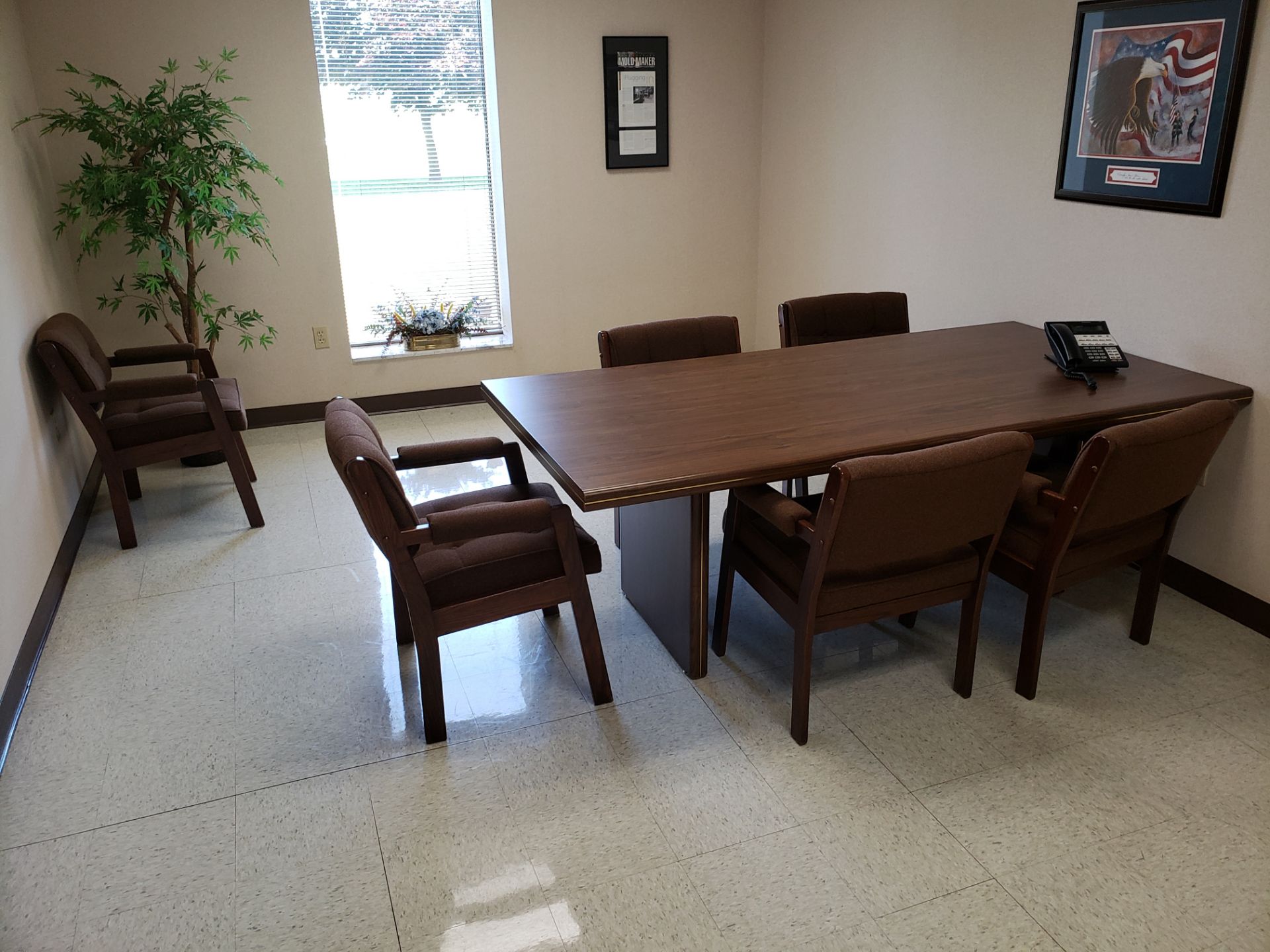 CONTENTS OF OFFICE: CONFERENCE TABLE; (6) CHAIRS; TV STAND W/ VCR/DVD PLAYER