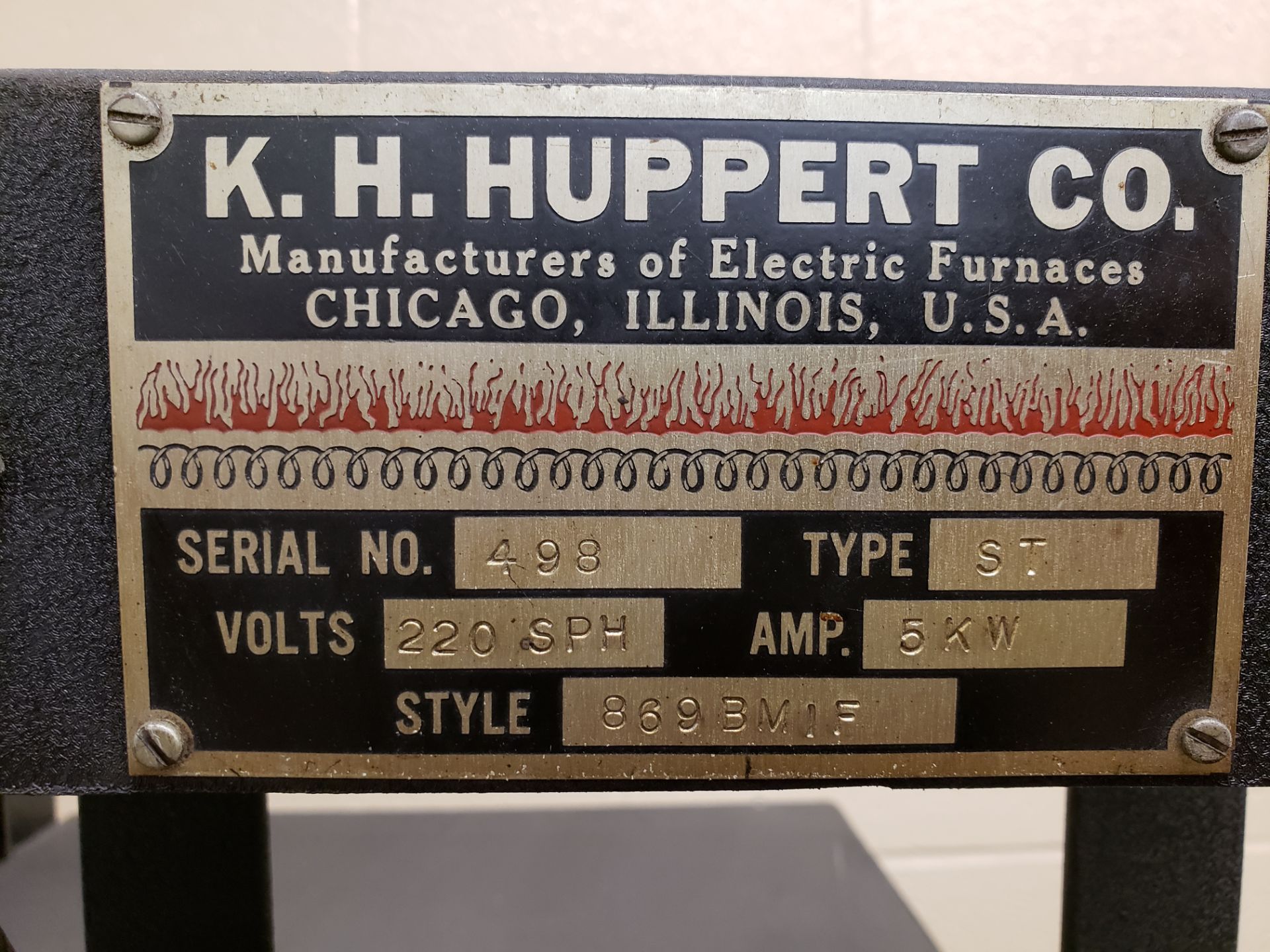 K. H. HUPPERT ELECTRIC FURNACE S# 498 TYPE ST - Image 2 of 2