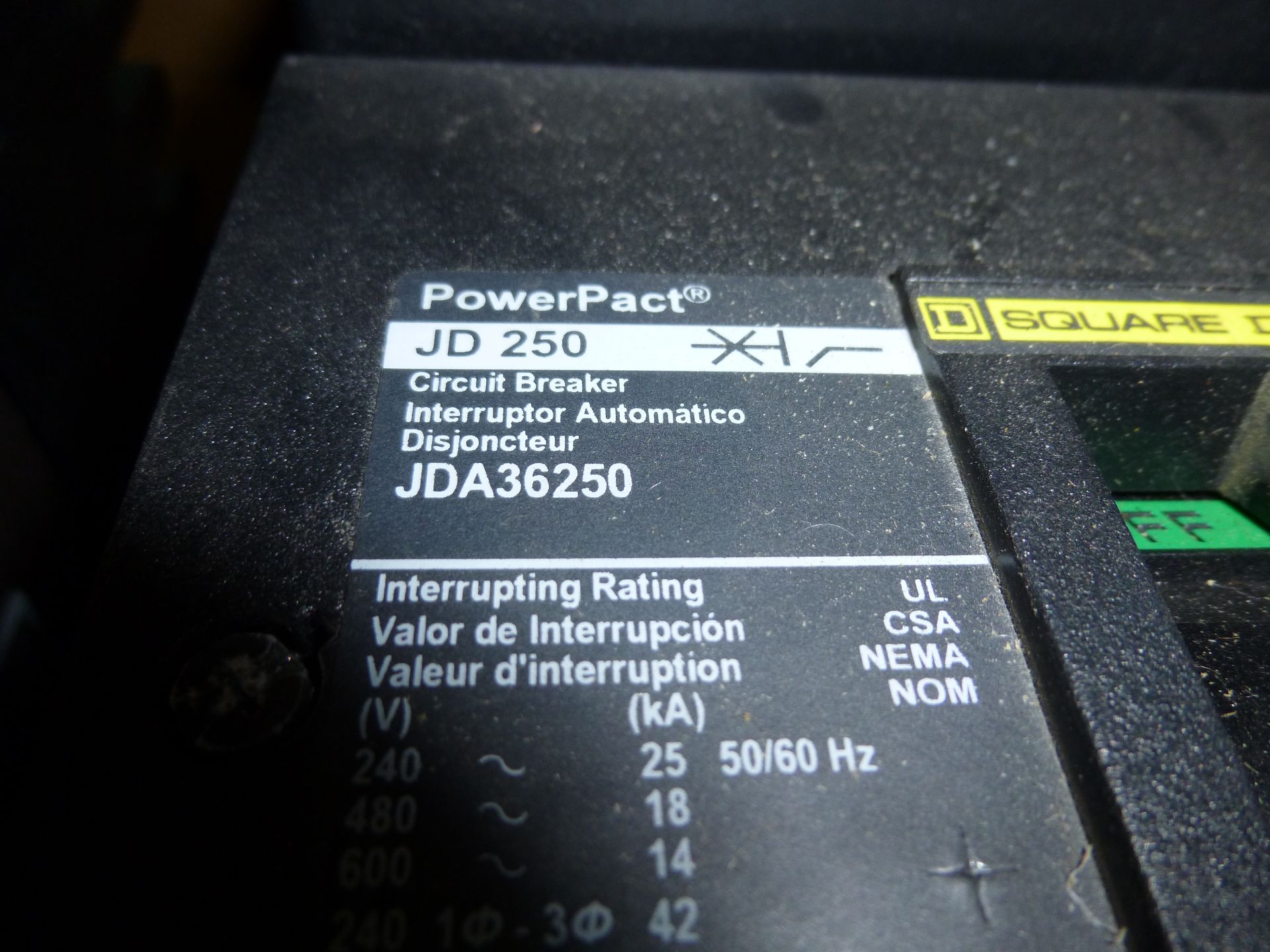 Square D PowerPact JD250, model JDA36250, was pulled from a new breaker box, as always with Brolyn - Image 2 of 2