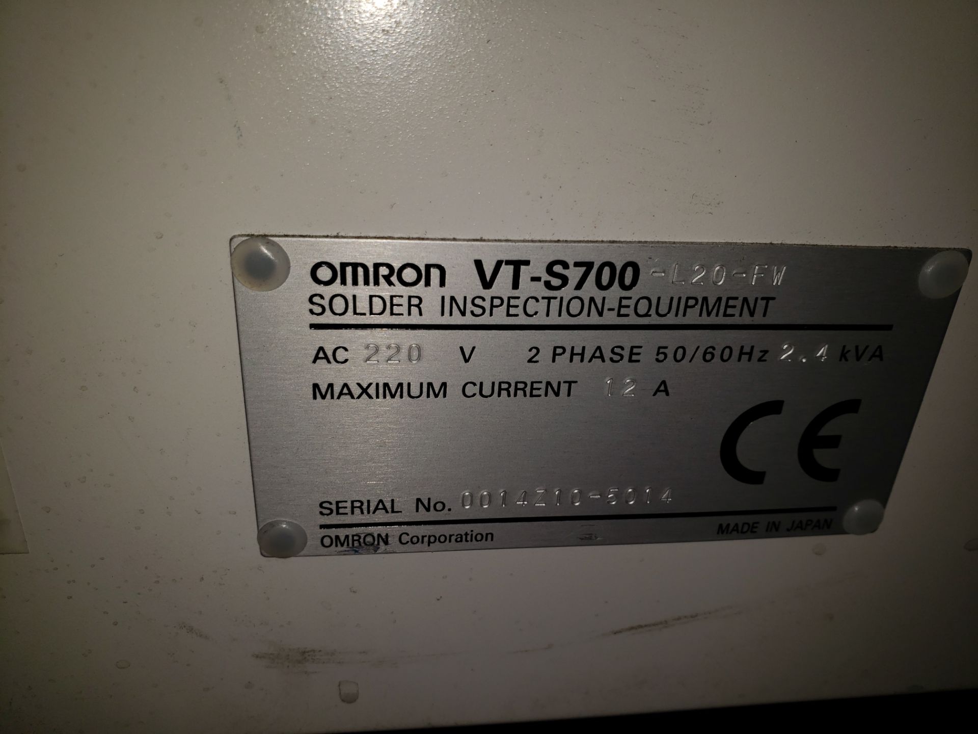 OMRON SOLDER INSPECTION MODEL-VT-S700 S#0014210-5014 220V/2PH/50/60HZ(LOCATED AT 432 COUNCIL - Bild 2 aus 2