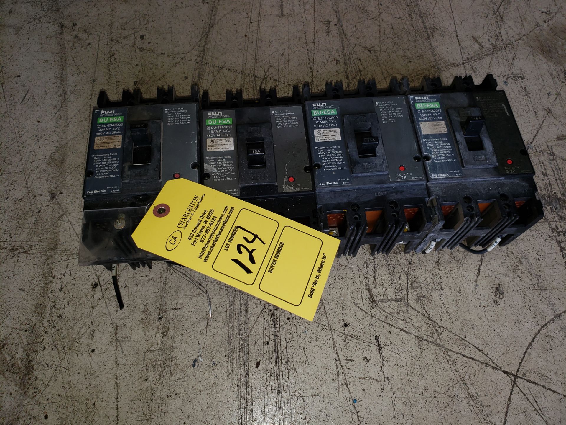 (4) FUJI ELECTRIC BREAKERS MODEL-BU-ESA3020 20 AMP/480 VOLT/3 POLE (LOCATED AT 432 COUNCIL DRIVE