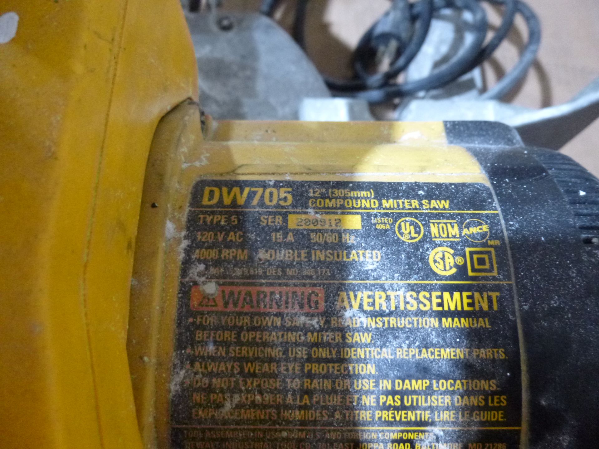 Dewalt Model DW705, 12" compound miter saw, tested and works, as always with Brolyn LLC auctions, - Image 2 of 2