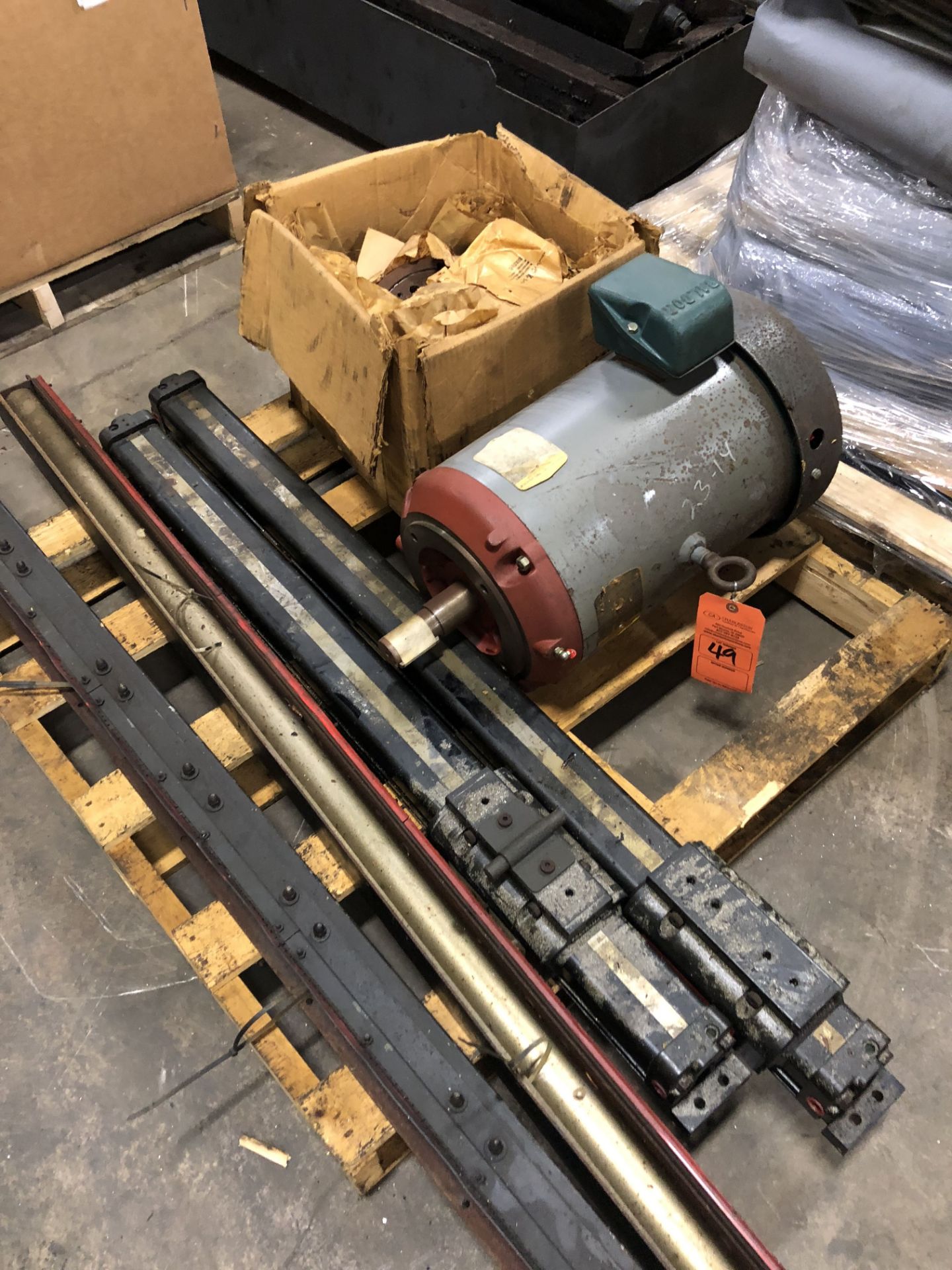 PALLET OF MISC INCLUDING BALDOR 10 PH ELECTRIC MOTOR