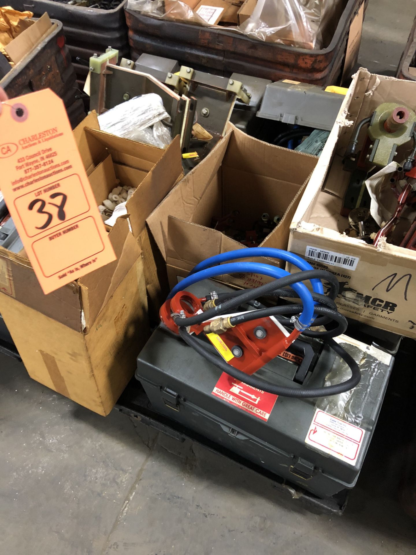 PALLET OF MISC INCLUDING CASE TOOL & TOOL BOXES