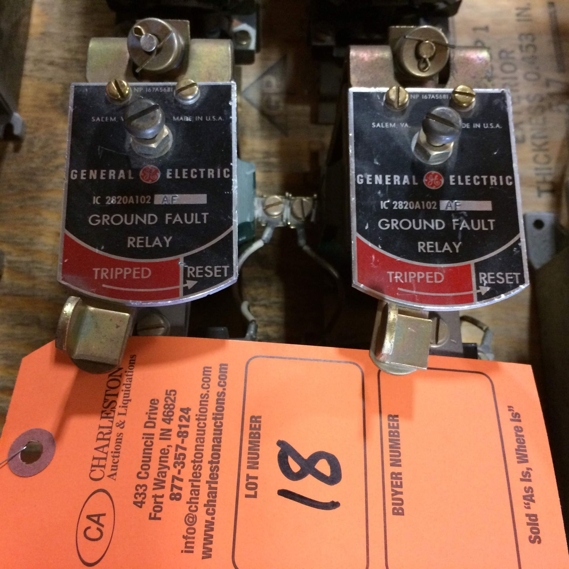 (2) IC2820A102AF GE GROUND FAULT RELAY USED. Pickup your lot(s) for free! Shipping is available - Image 2 of 5