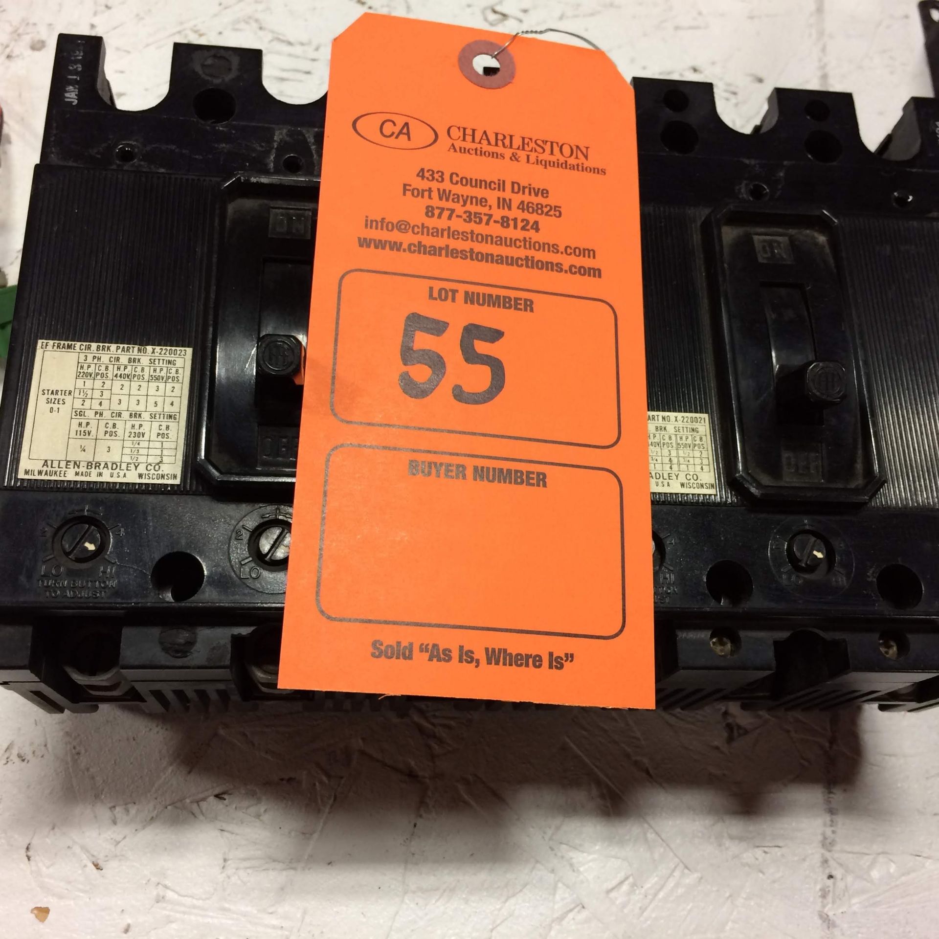 (1) X-220023 & (1) X-220021 ALLEN BRADLEY CIRCUIT BREAKER USED. Pickup your lot(s) for free! - Image 2 of 6