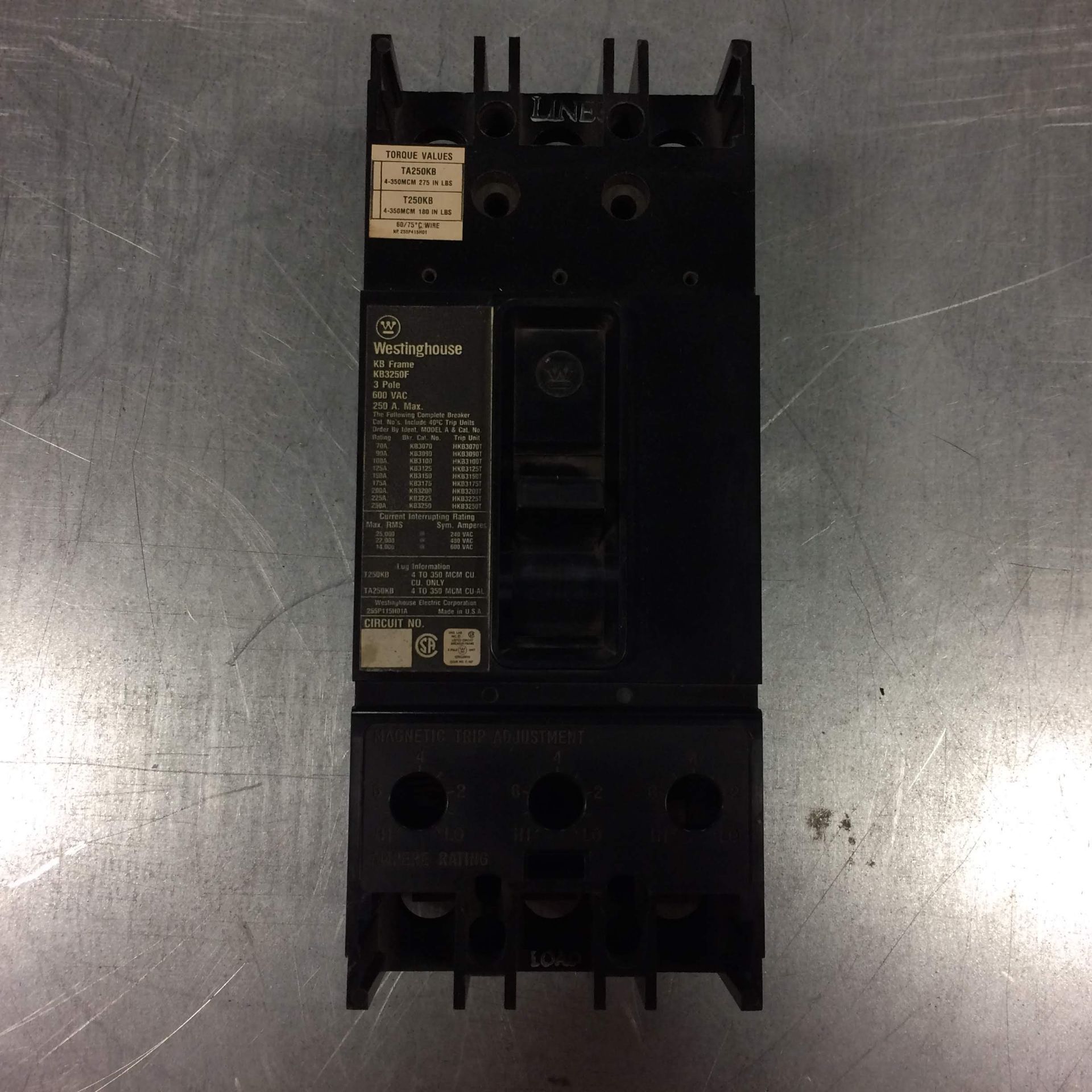 (1) KB3250F WESTINGHOUSE BREAKER USED. Pickup your lot(s) for free! Shipping is available for all - Image 5 of 7