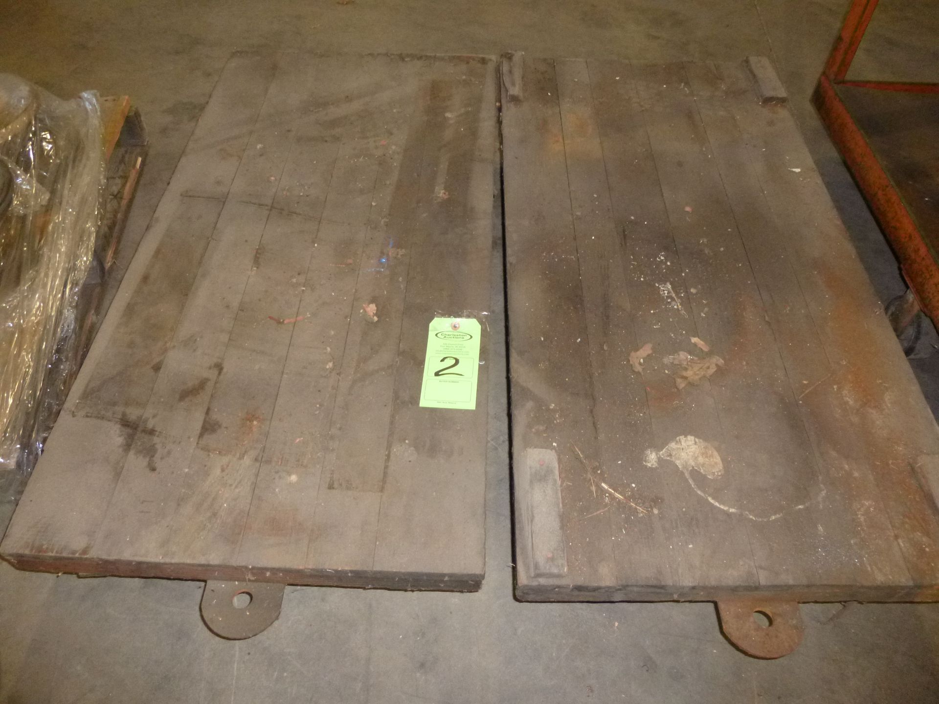 Qty 2 flatbed carts, wood top with steel framework (located at 52458 St Rd 15 North, Bristol IN