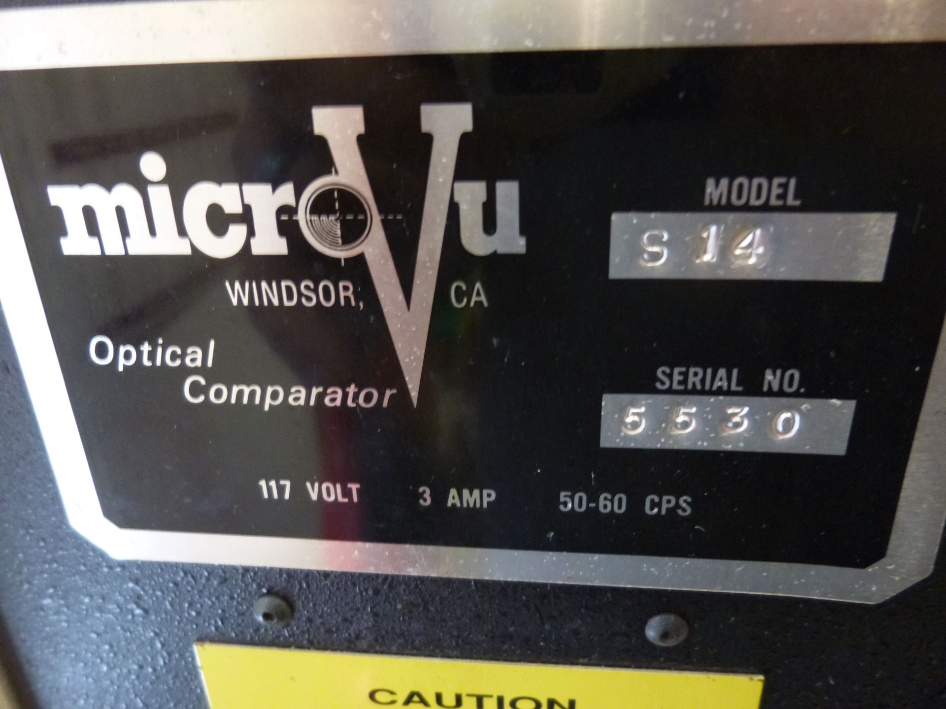 MicroVu model S14 optical comparator with Q16 digital readout serial #5530, (located at 52458 St - Image 6 of 6