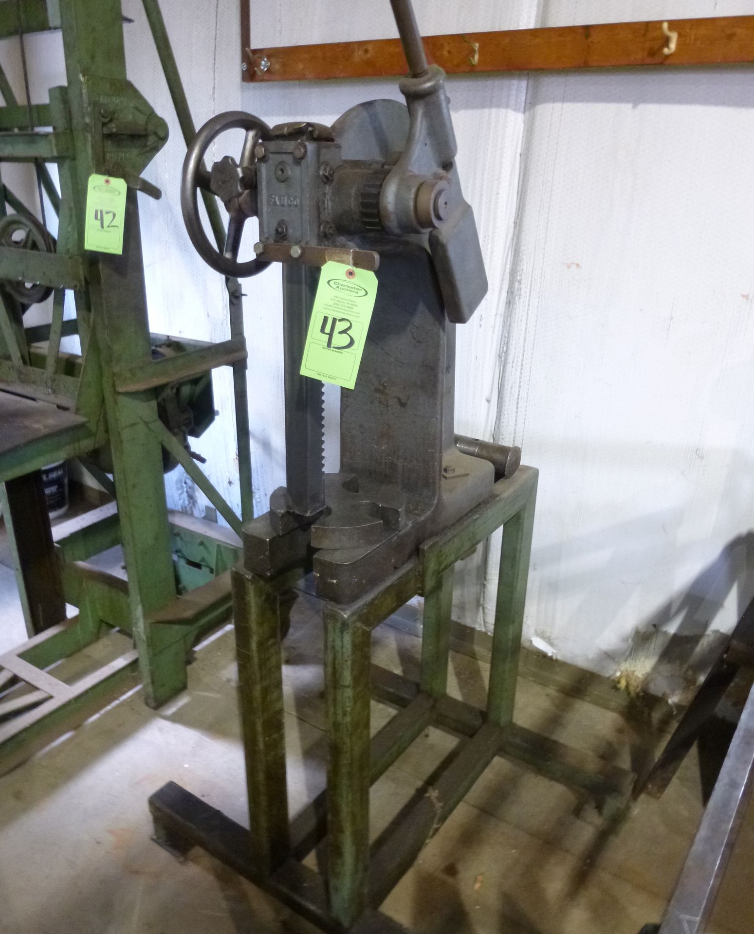 Famco 3 1/2R arbor press on steel stand (located at 52458 St Rd 15 North, Bristol IN 46507)