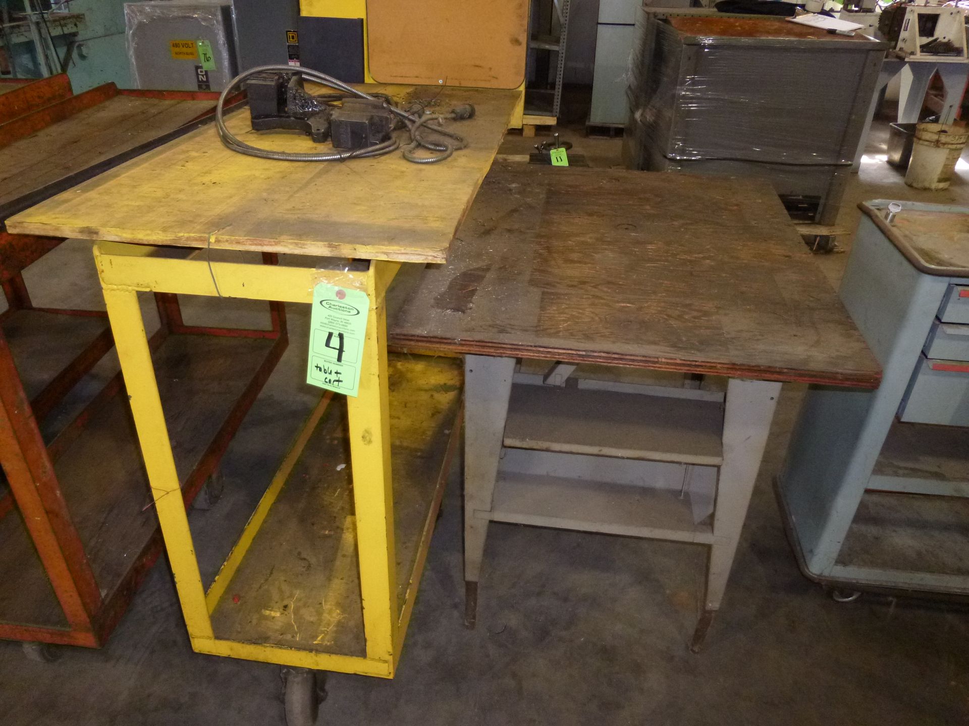 Lot of two pieces, heavy duty cart, and table (located at 52458 St Rd 15 North, Bristol IN 46507)