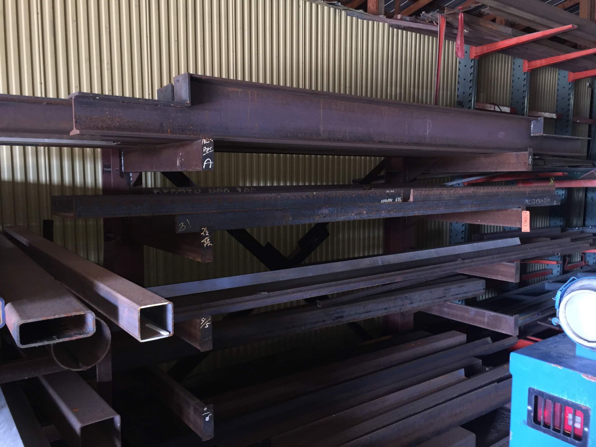 LARGE QTY OF STEEL STOCK AND RACK