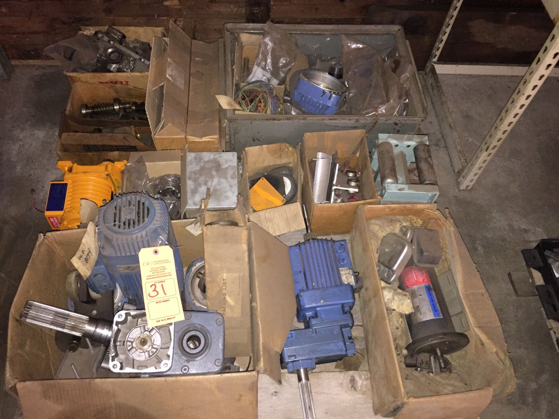 PALLET OF MISC CRANE PARTS INCLUDING: DEMAG; BOSTON GEAR & MORE