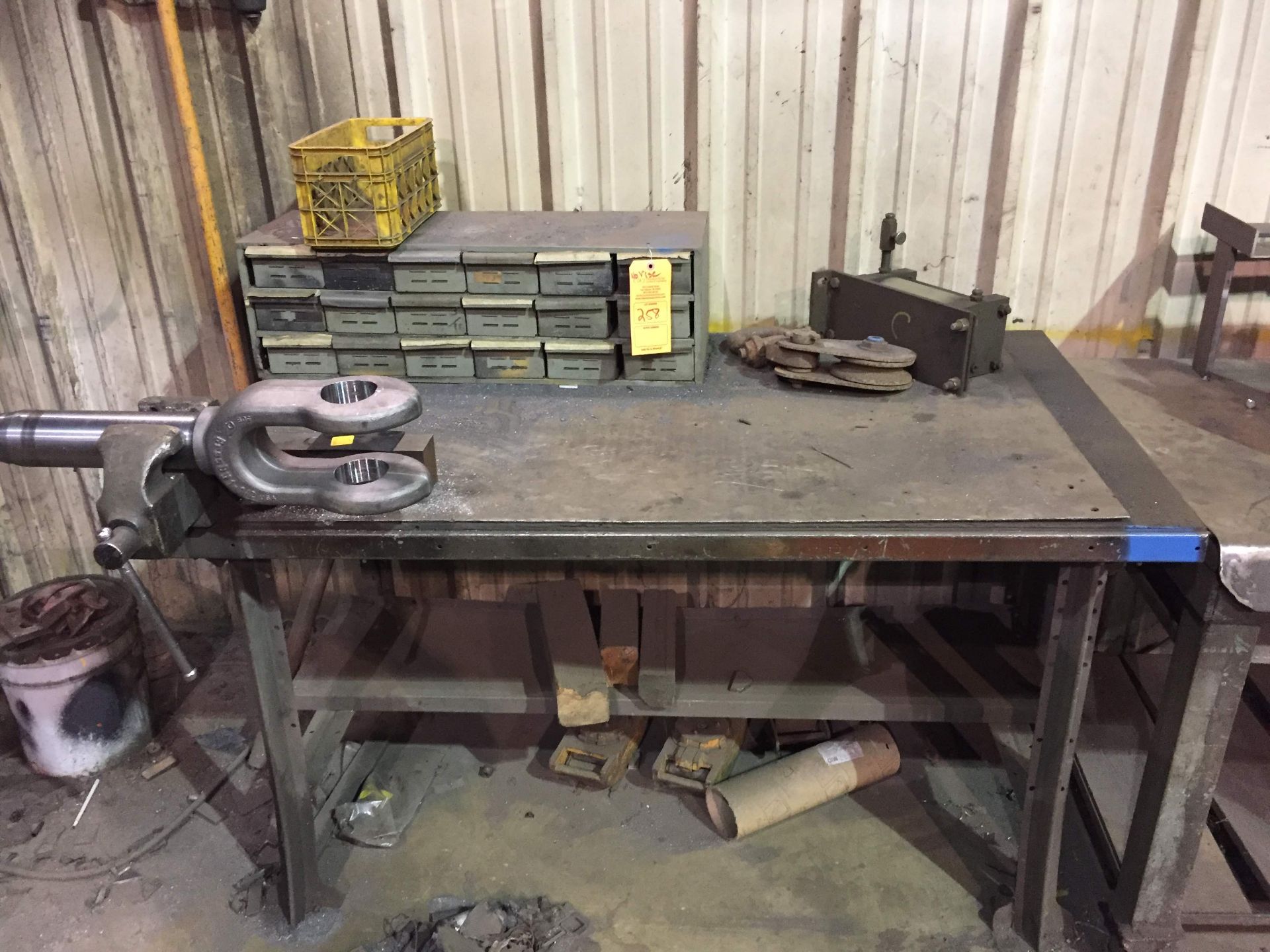 WORK BENCH & PARTS BIN (NOT INCLUDING VICE)