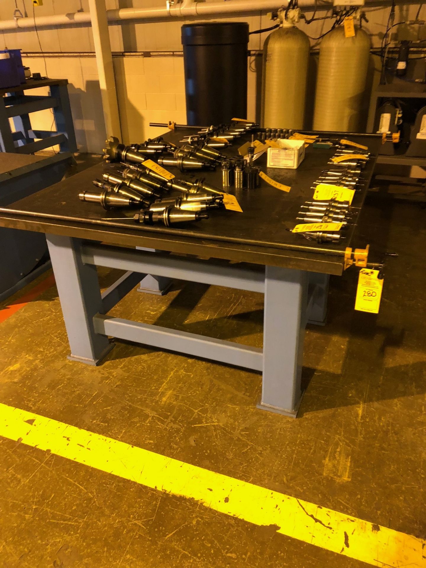 8'W X 6'D X 3'H STEEL WELDING TABLE (1" THICK STEEL TABLE TOP)