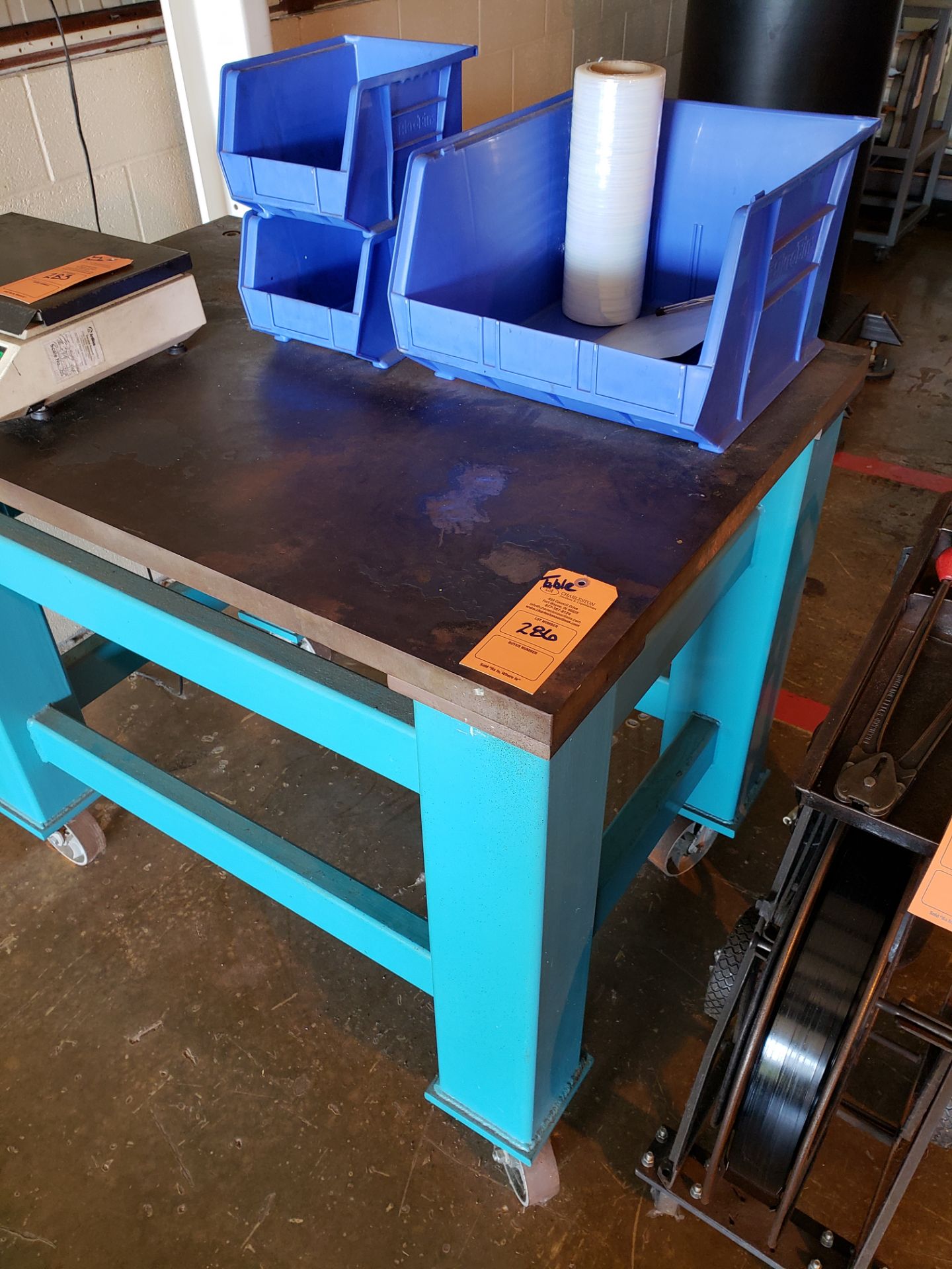 HEAVY DUTY ROLL AROUND STEEL WELDING TABLE