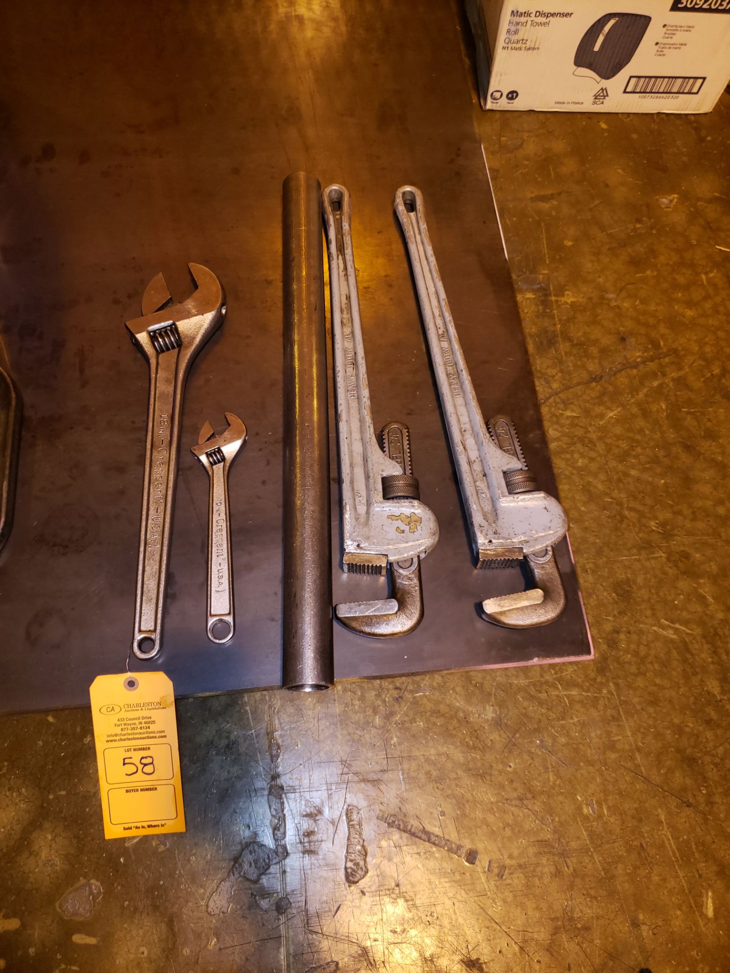 (2) MONKEY WRENCHES & (2) CRESCENT WRENCHES