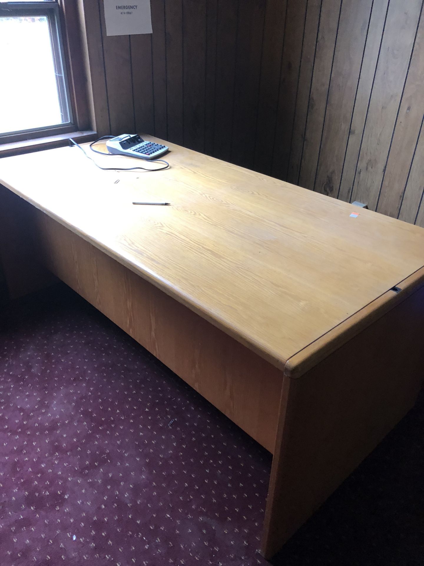 CONTENTS OF OFFICE INCLUDING DESK; CREDENZA; SHELF & FILE CABINET - Image 2 of 3