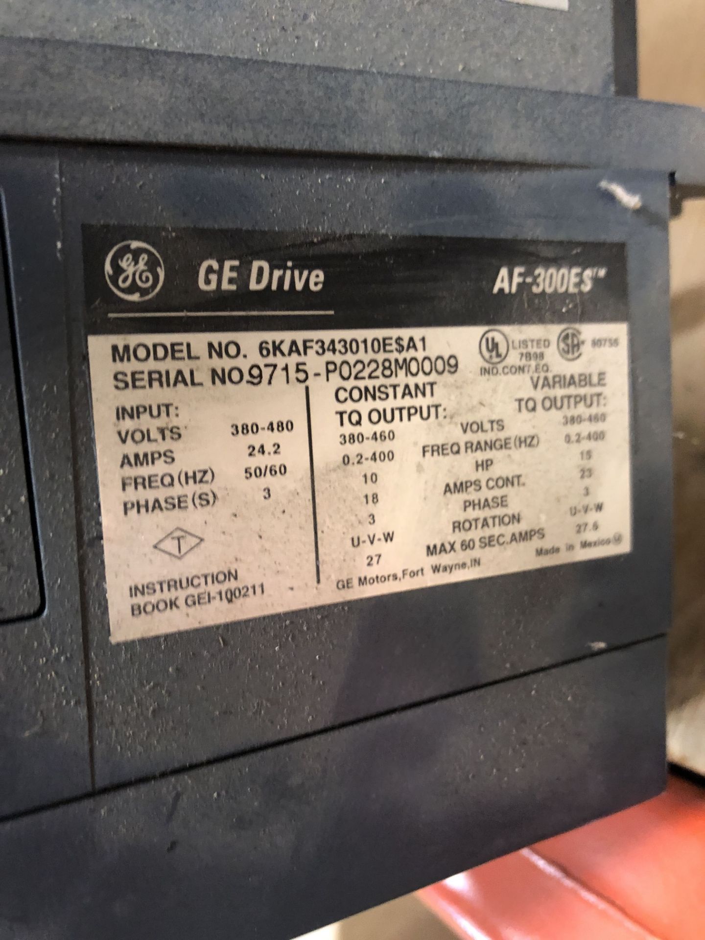 GE DRIVE AF-300ES MODEL-6KAF343010ESA1 - Image 2 of 2