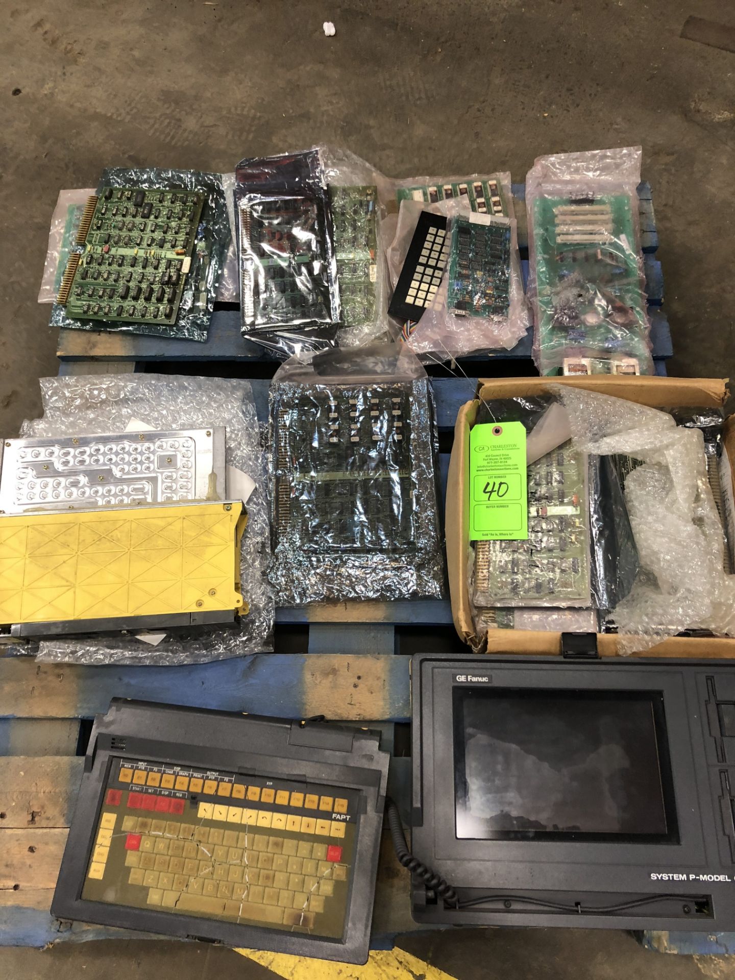 PALLET OF FANUC CONTROLS & BOARDS INCLUDING GE FANUC SYSTEM MODEL-G MATE; FANUC A06B-6081-H105 &